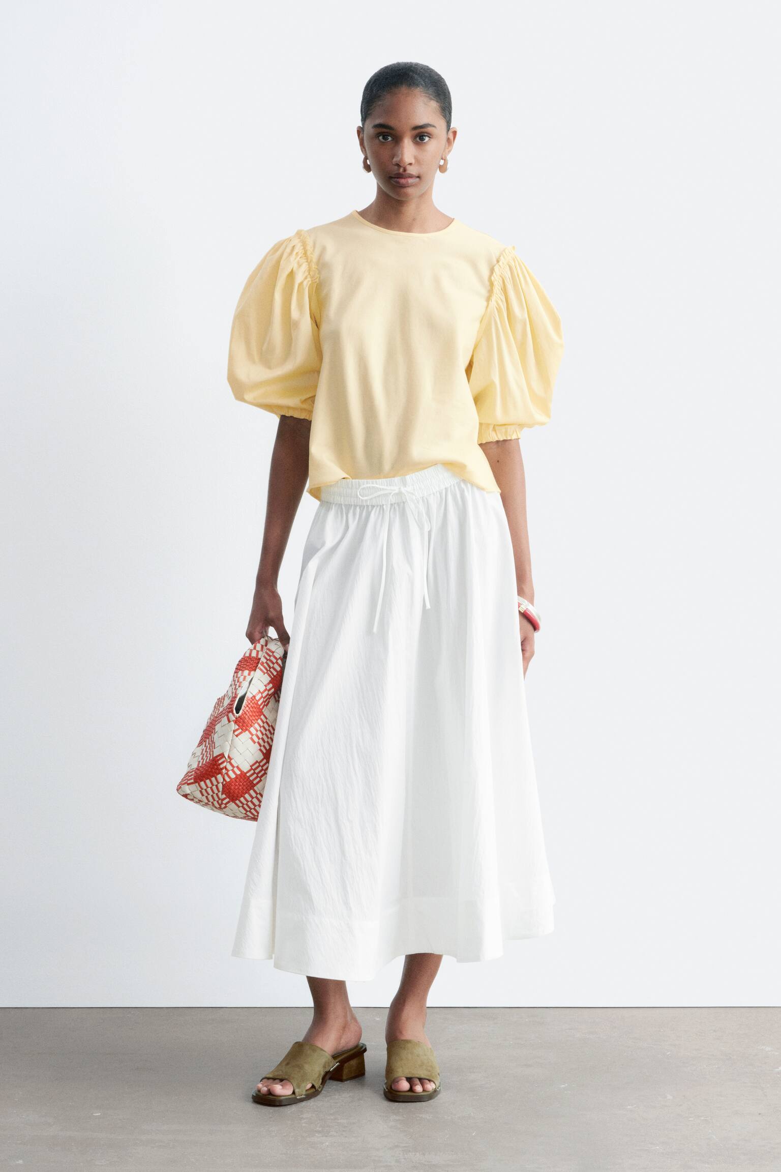 Balloon-Sleeve Jacquard Blouse - 3