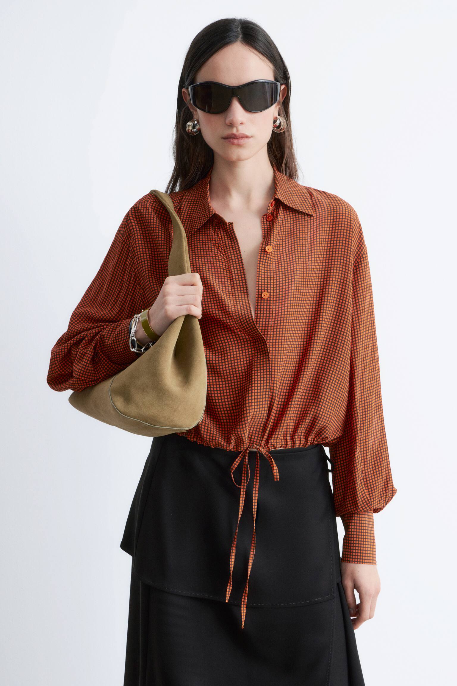 Hemd mit Kordelzug - Orange/Kariert - 5