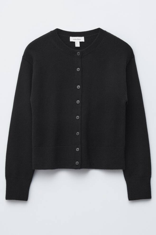 Cardigan din tricot subțire - Negru - 1