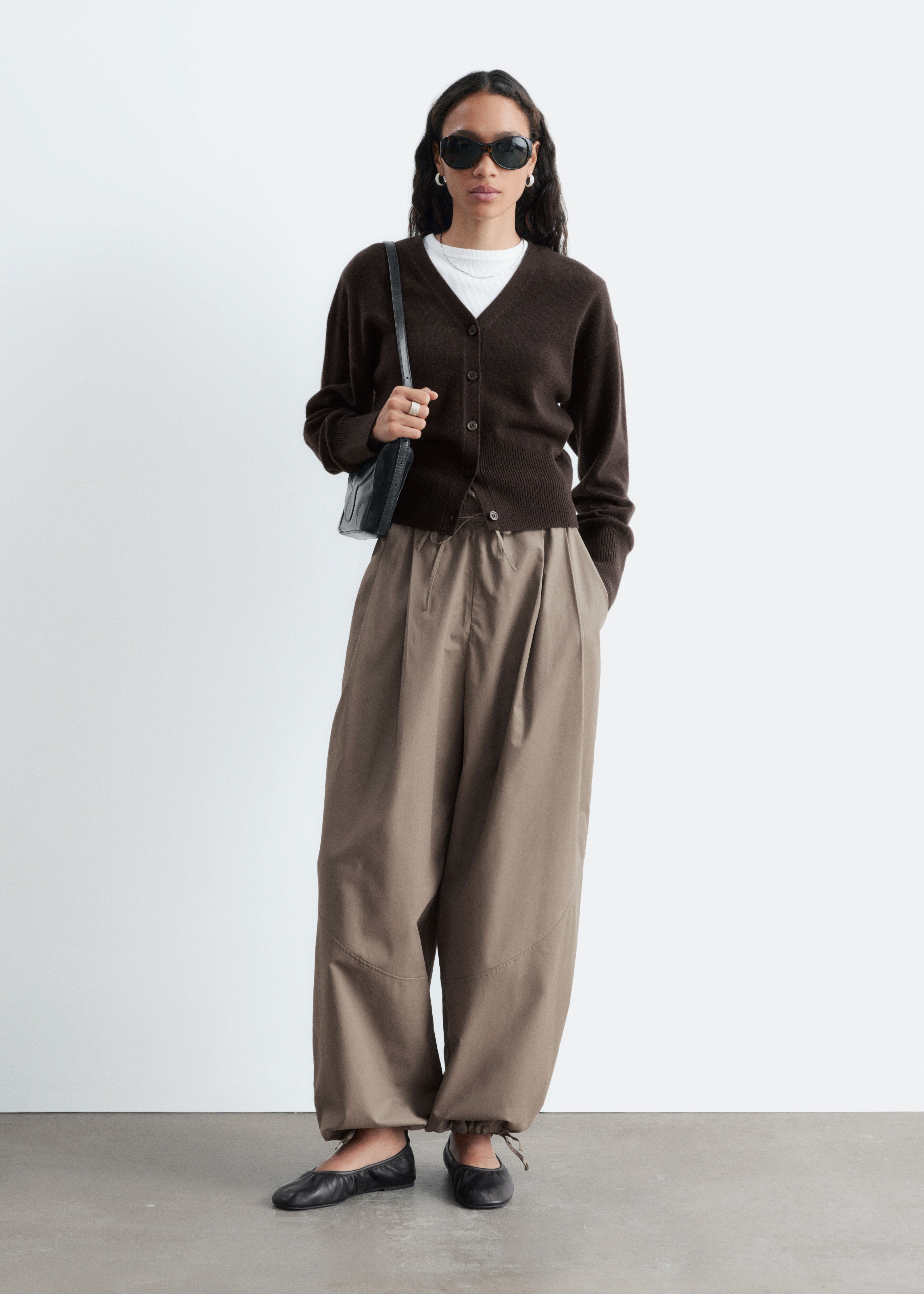 Katoenen ballonbroek - Taupe/Oudroze