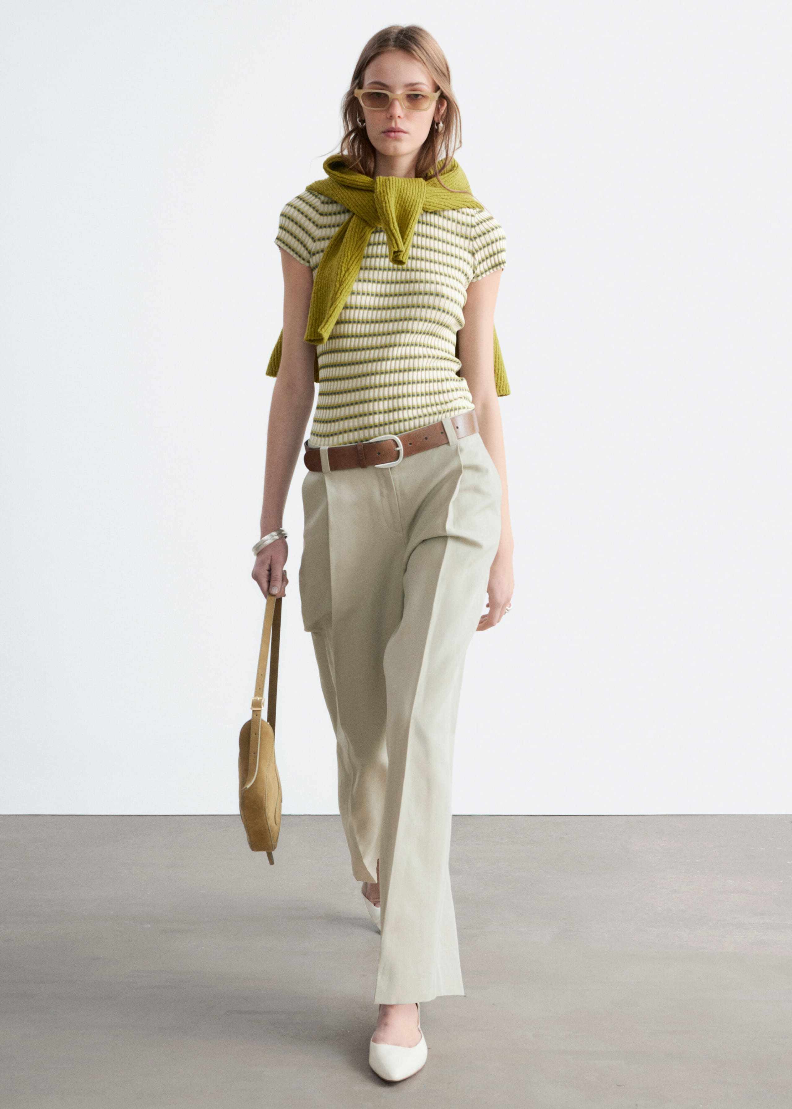 Cotton-Linen Blend Trousers - Beige - Lookbook