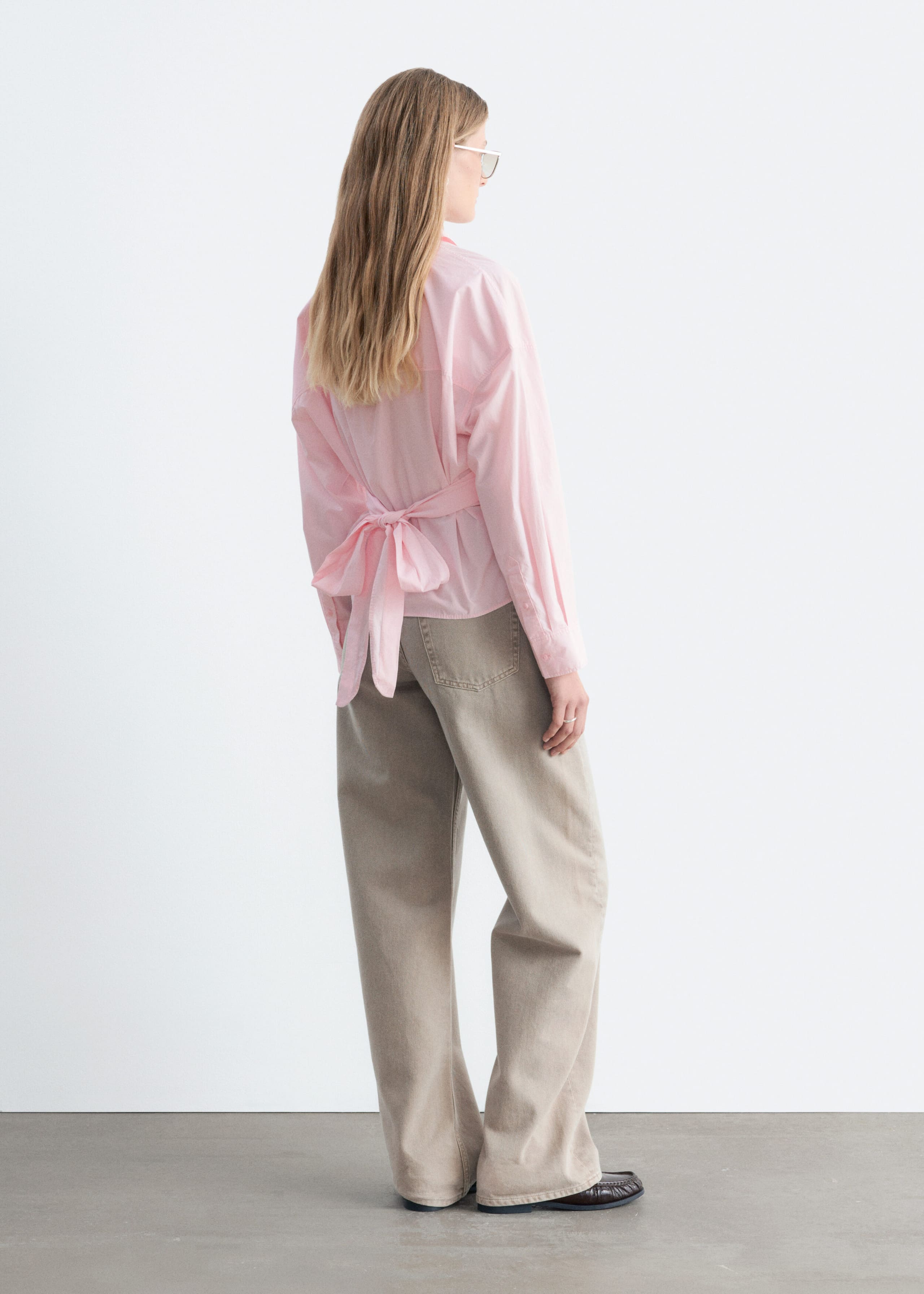 Tie-Waist Cotton Shirt - Light Pink - Lookbook