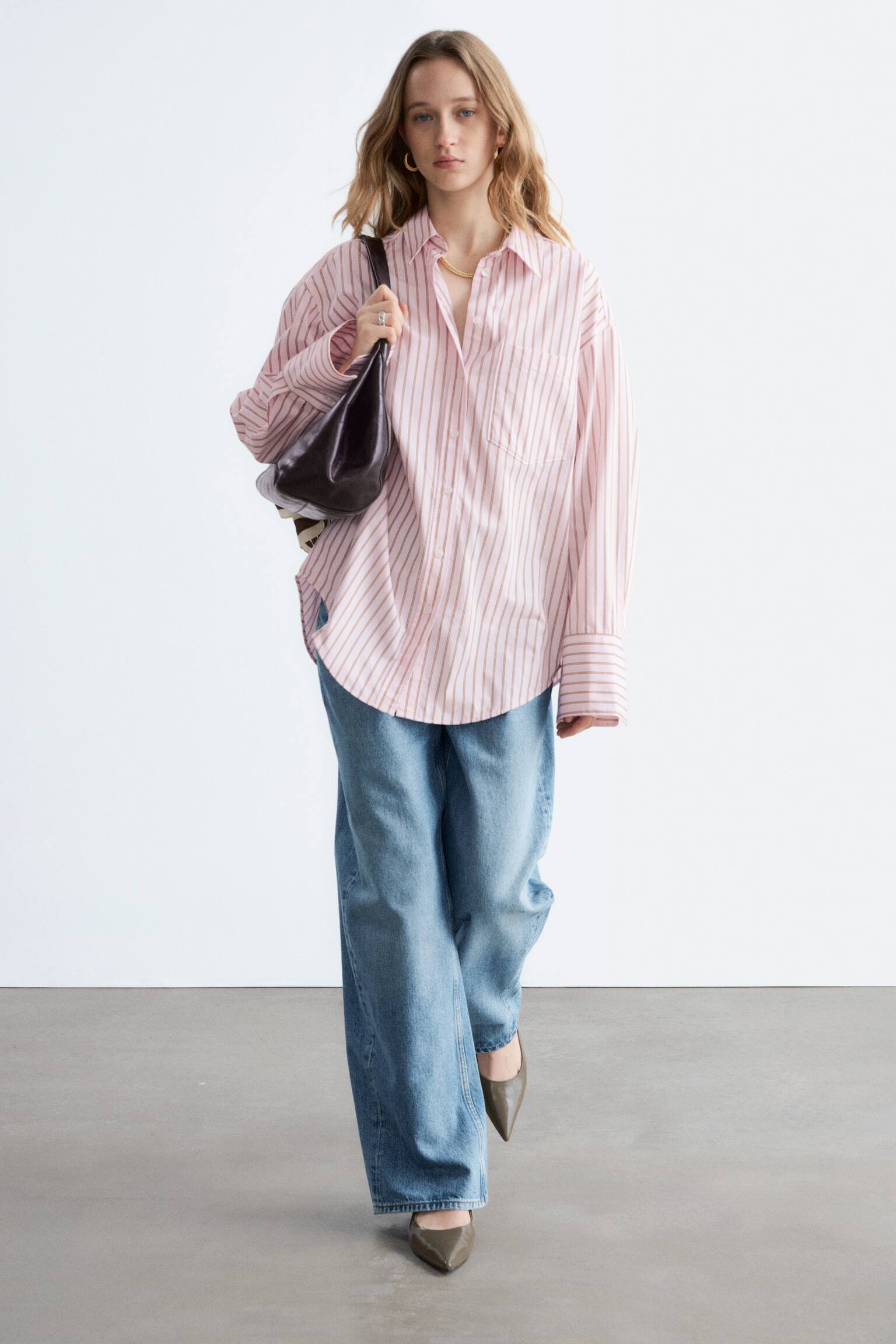 Camicia in cotone-Righe rosa/rosso - 3