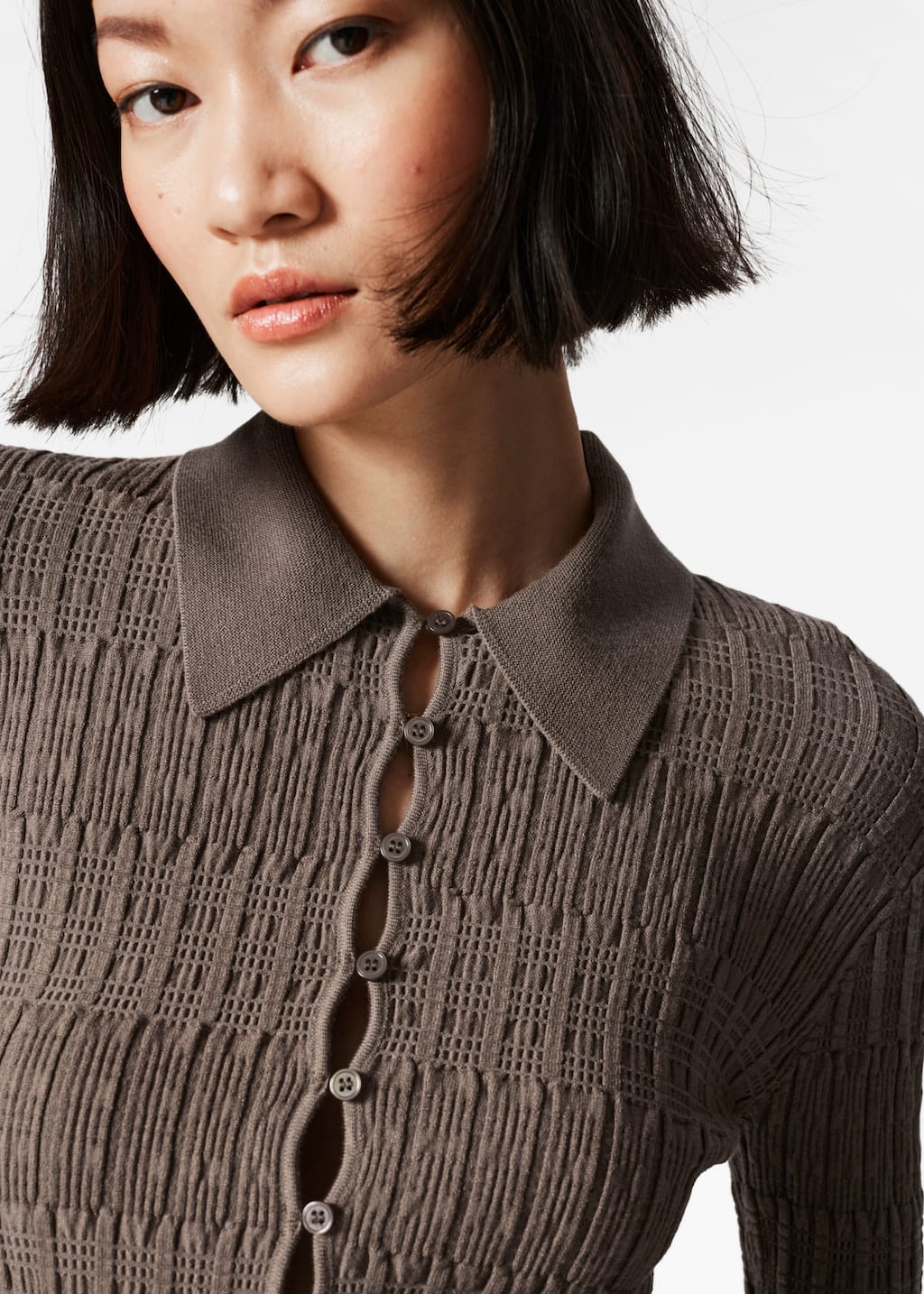 Image of Knitted Collar Cardigan