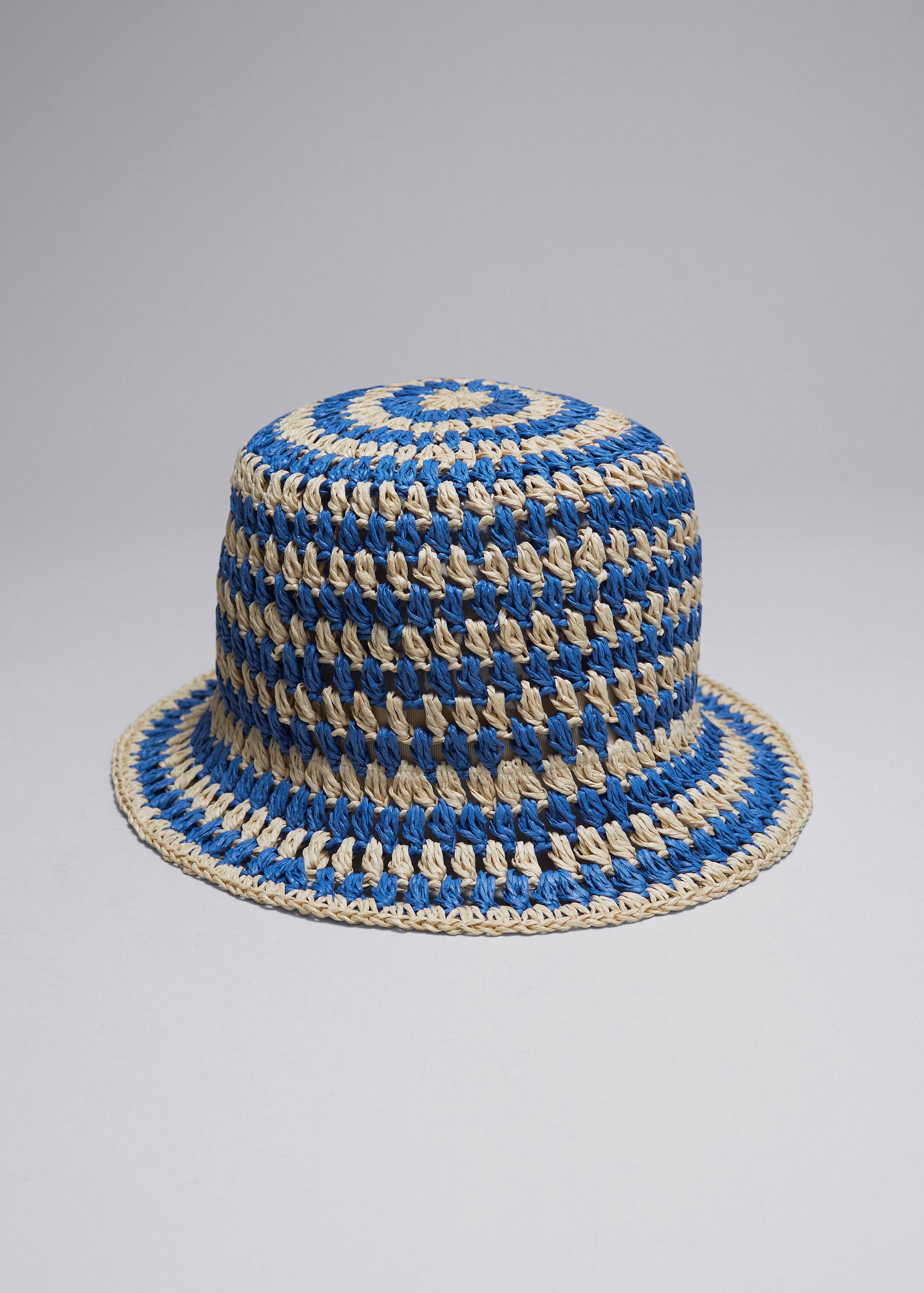 Größeres Bild ansehen: Strohhut mit Häkeloptik - Blau/Stroh | H&M DE 1