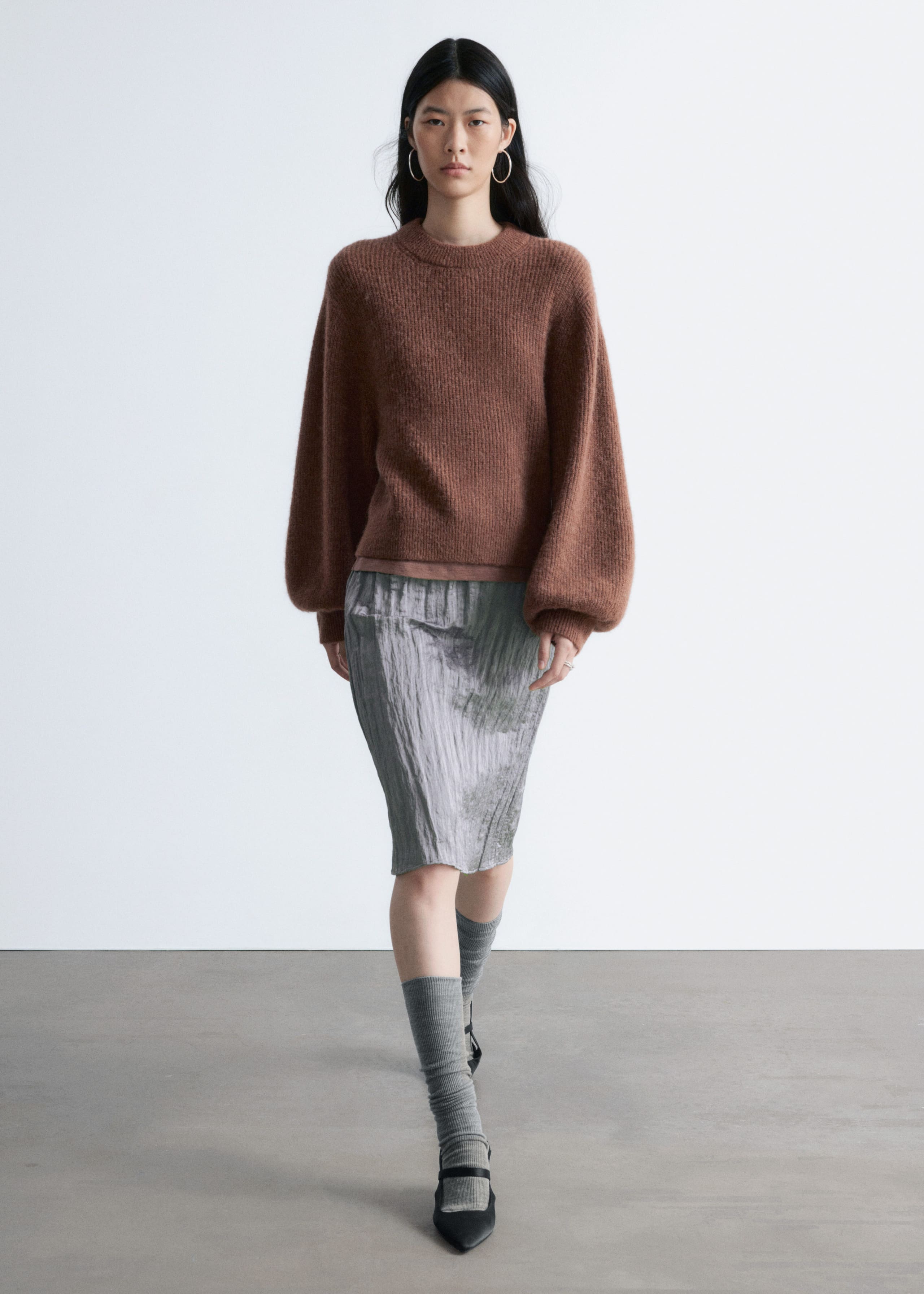 Image of Alpaca-Blend Balloon-Sleeve Jumper