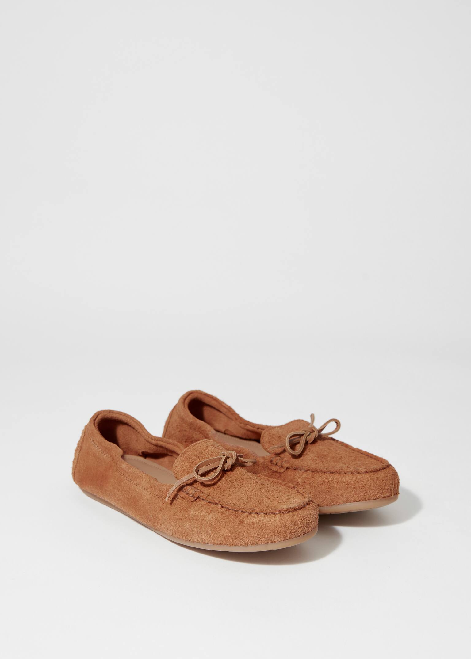 Loafers din piele întoarsă moale - Maro - 2