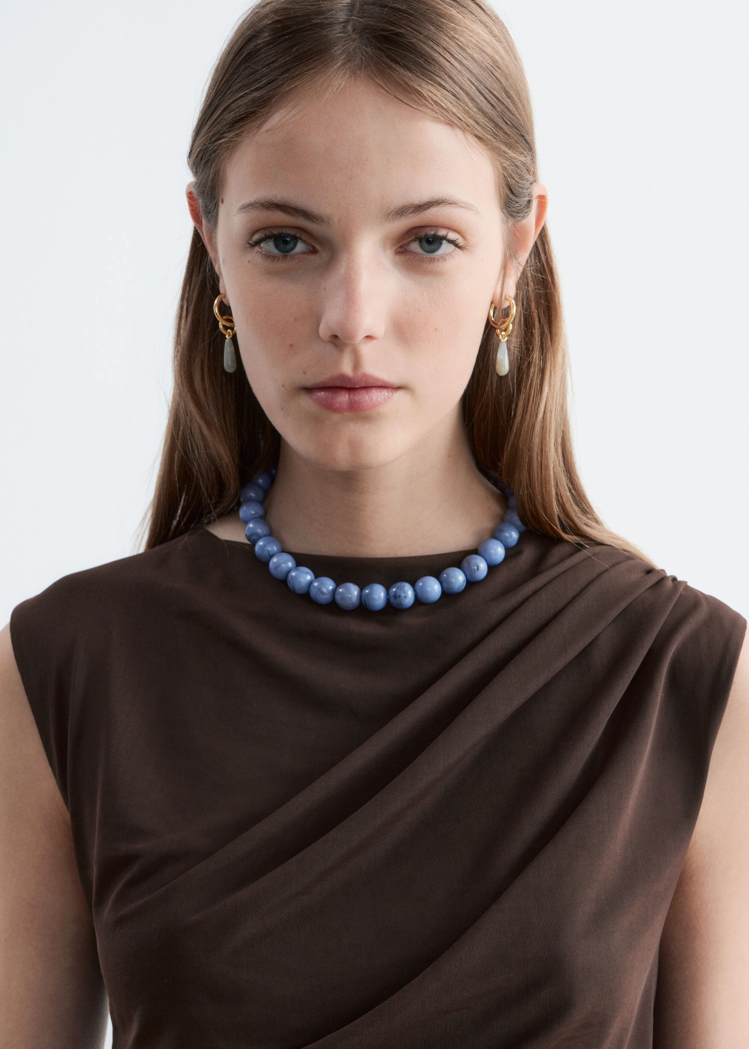 Sleeveless Draped Maxi Dress - Dark Brown - Lookbook