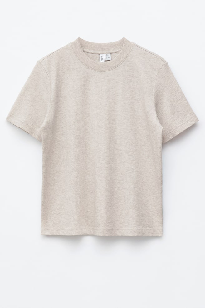 Crewneck T-Shirt - Beige/Light Green/White - 1