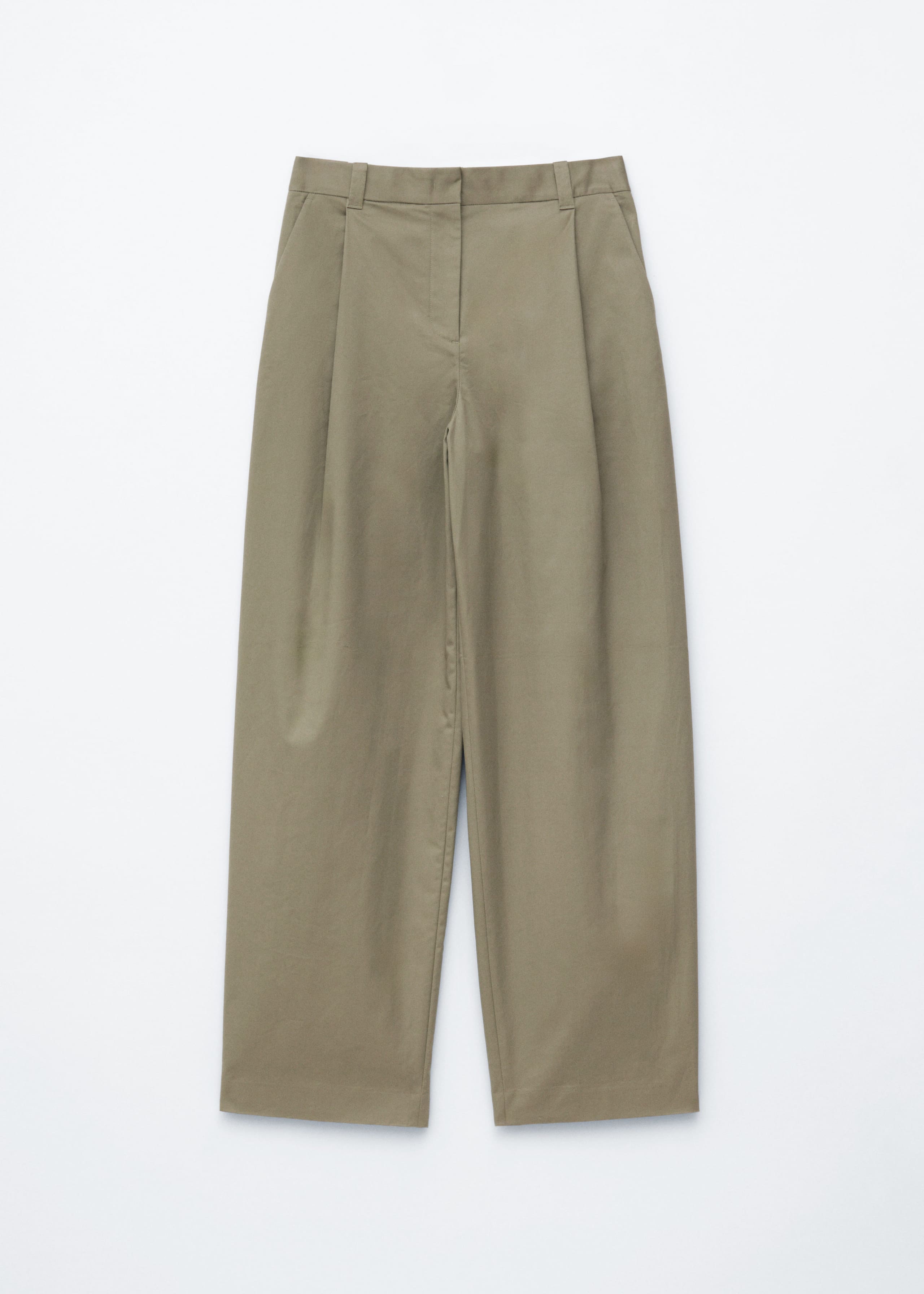 Image of Pleated Cotton Trousers