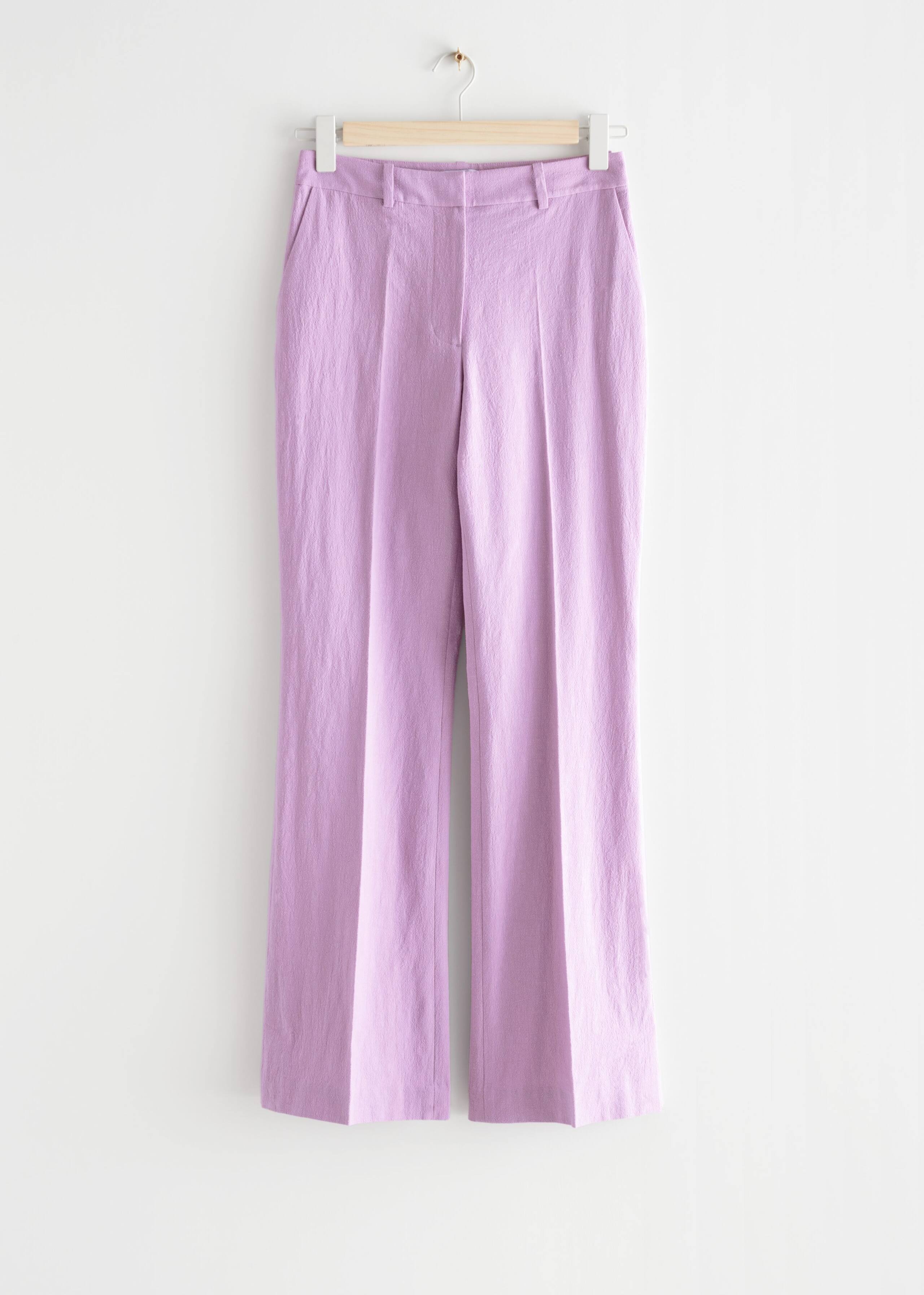 Flared Linen Trousers - Lilac - Bodegón