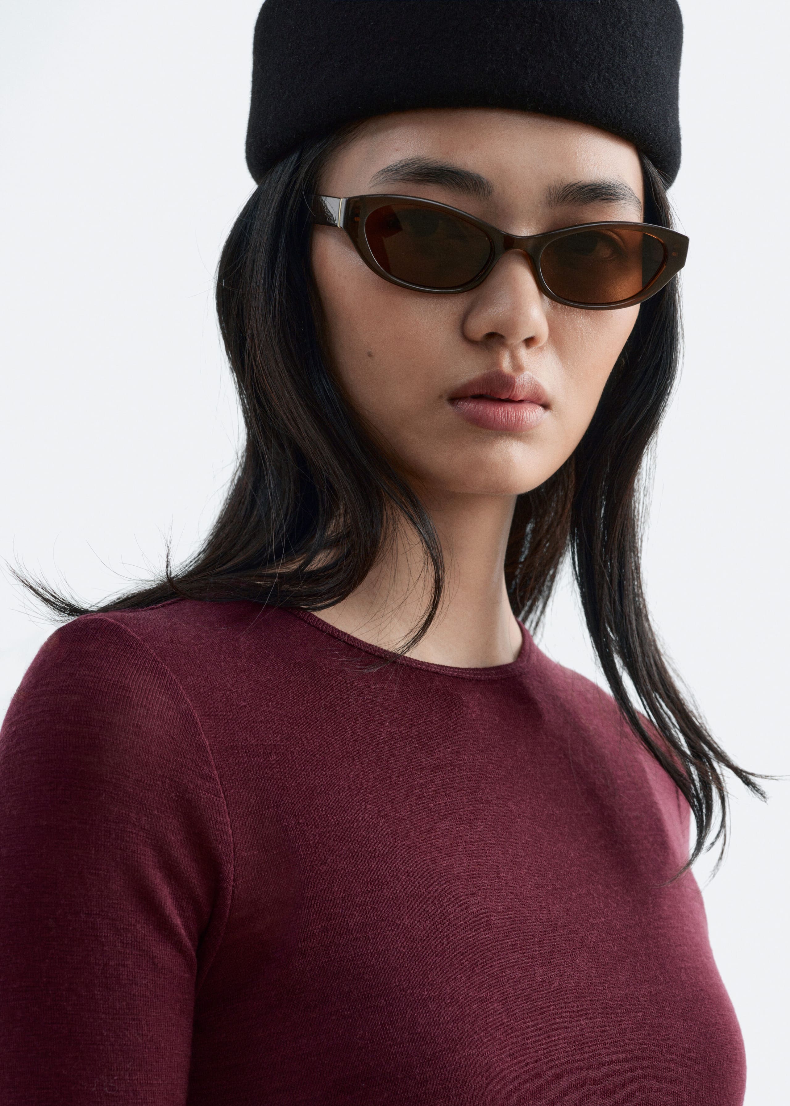 Plain-Knit Wool Top - Lilac - Lookbook
