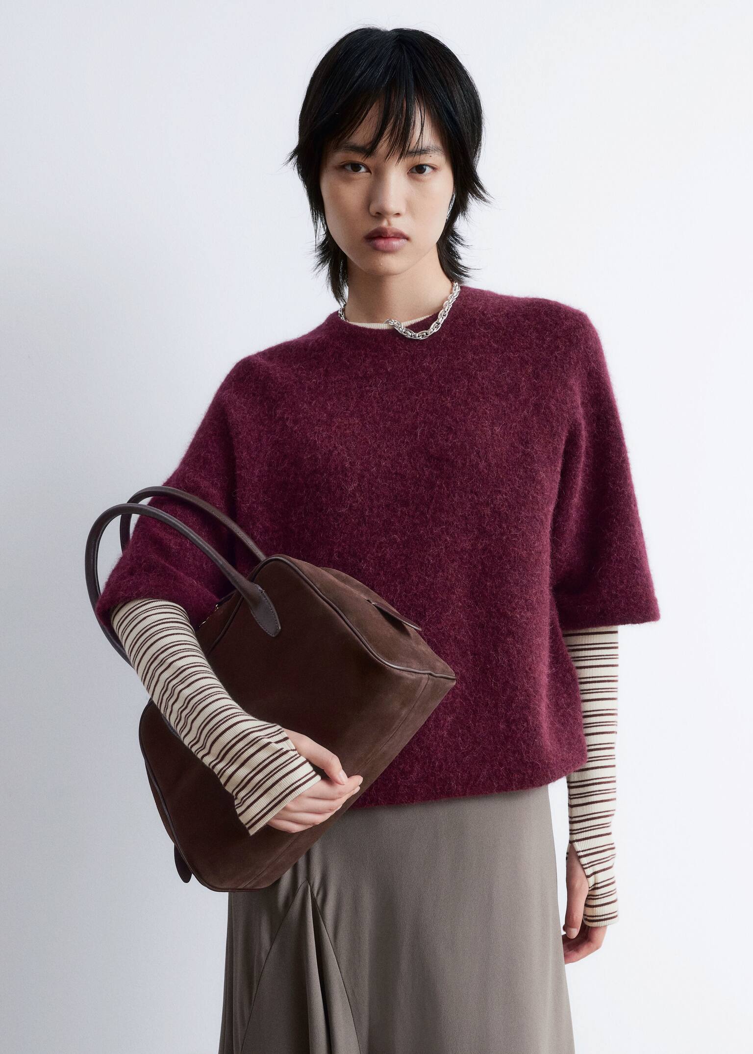 Alpaca-Blend Knitted Top - Burgundy/Grijs/Mole/Oatmeal/Red/Peach/Light Pink/Soft Pink/Black
