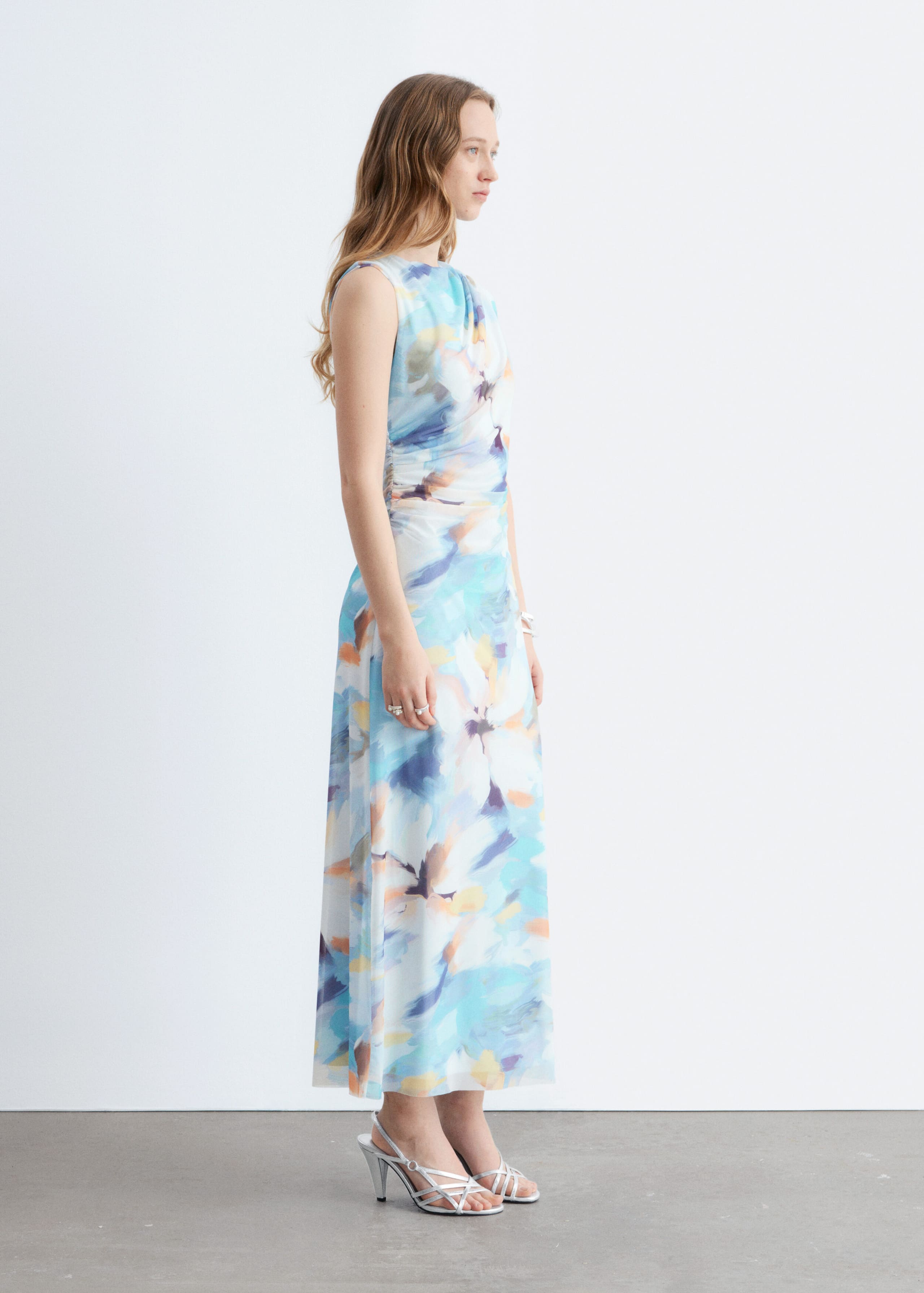 Image of Draped Sleeveless Midi Dress