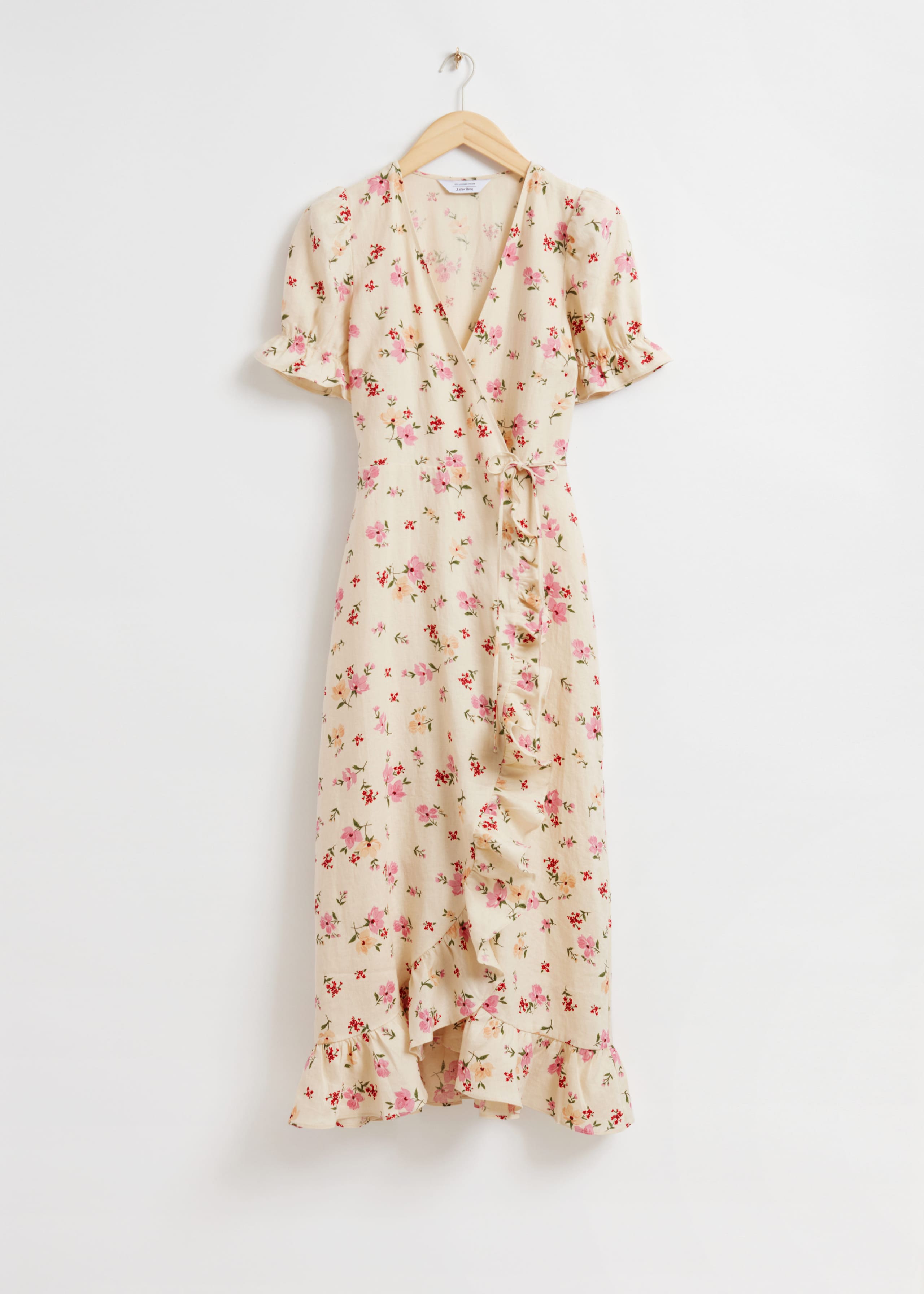 Linen Midi Wrap Dress - Yellow Floral Print - Still Life