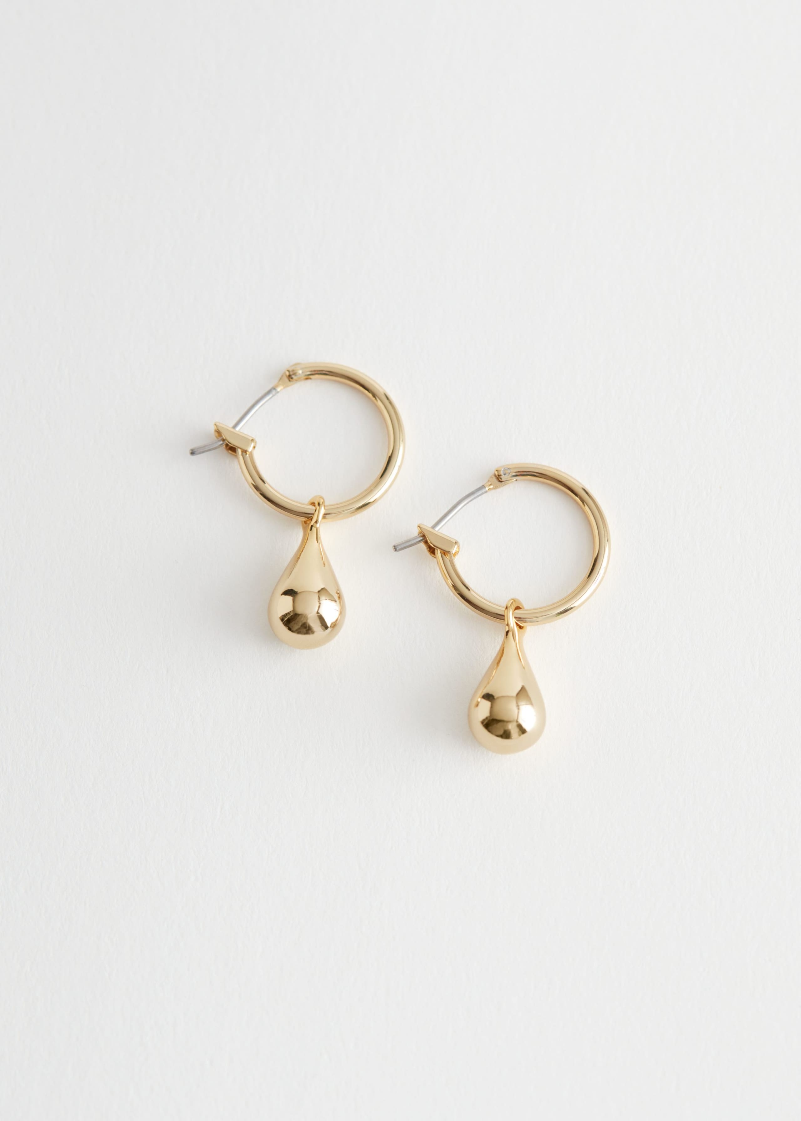Bold Pendant Hoop Earrings - Gold-coloured - Still Life