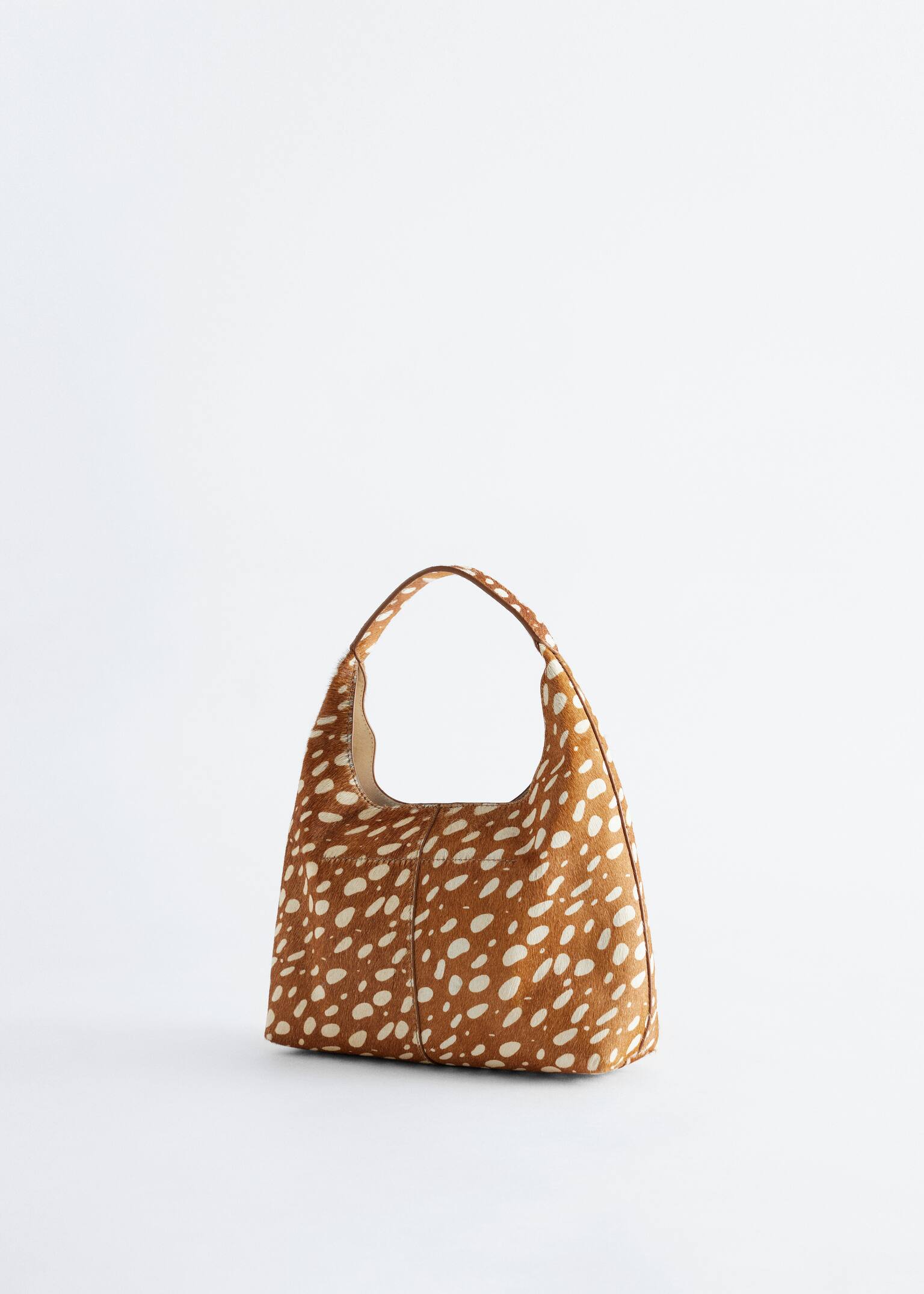Tactile Leather Shoulder Bag - Dark Beige Deer Print - 6