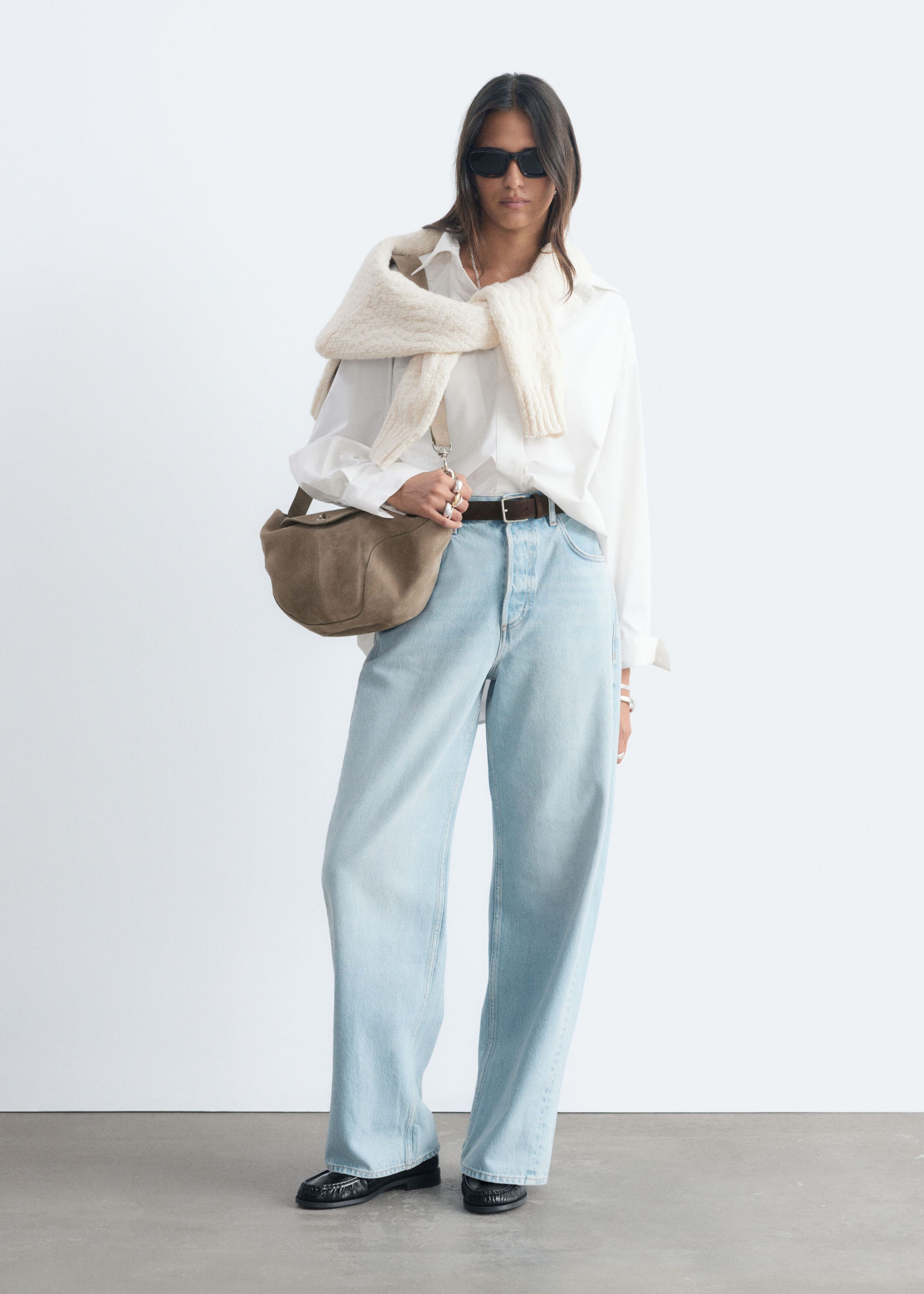 Oversized Cotton Shirt - White - Lookbook