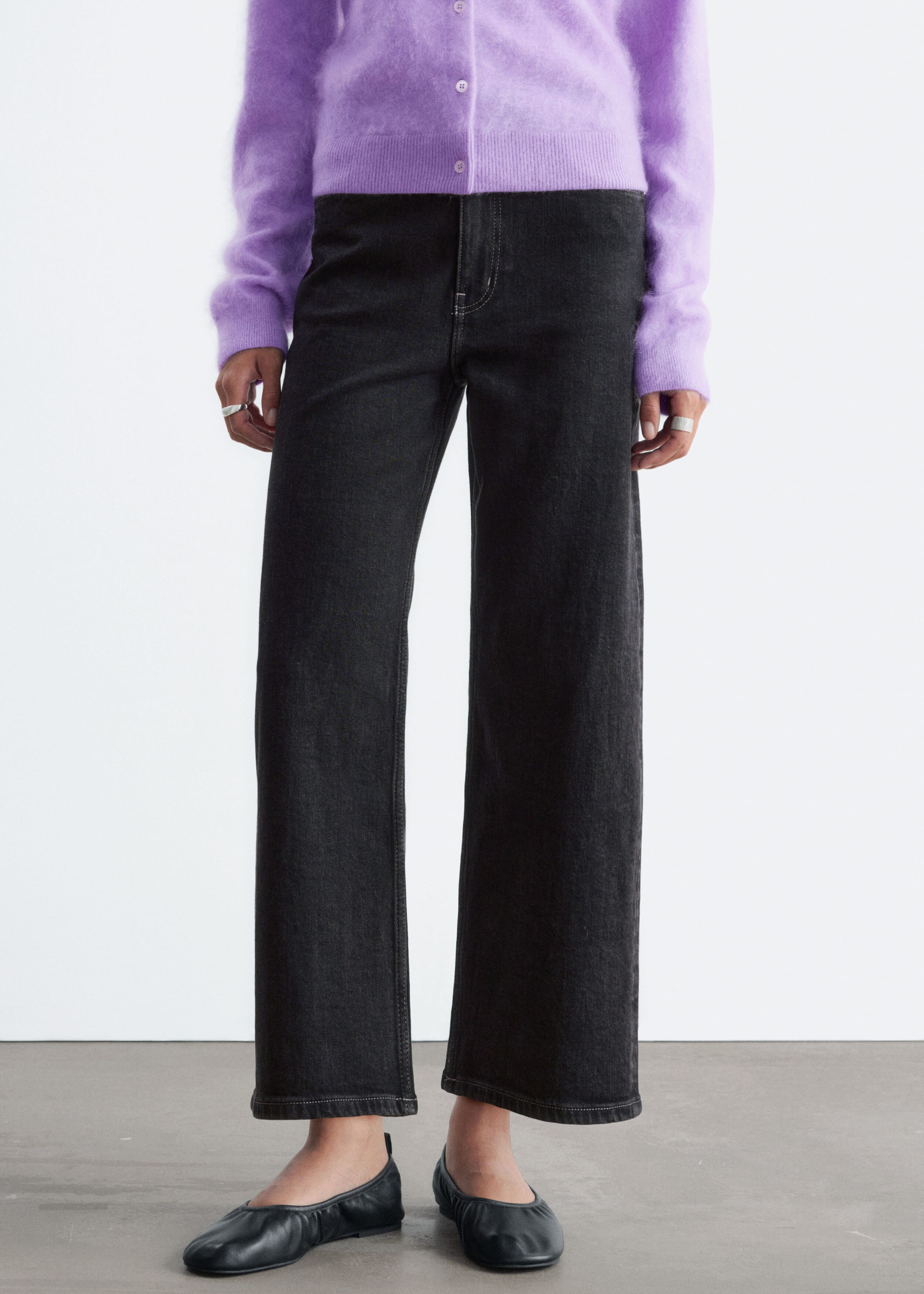 Cropped Wide-Leg Jeans - Mid blue - Lookbook