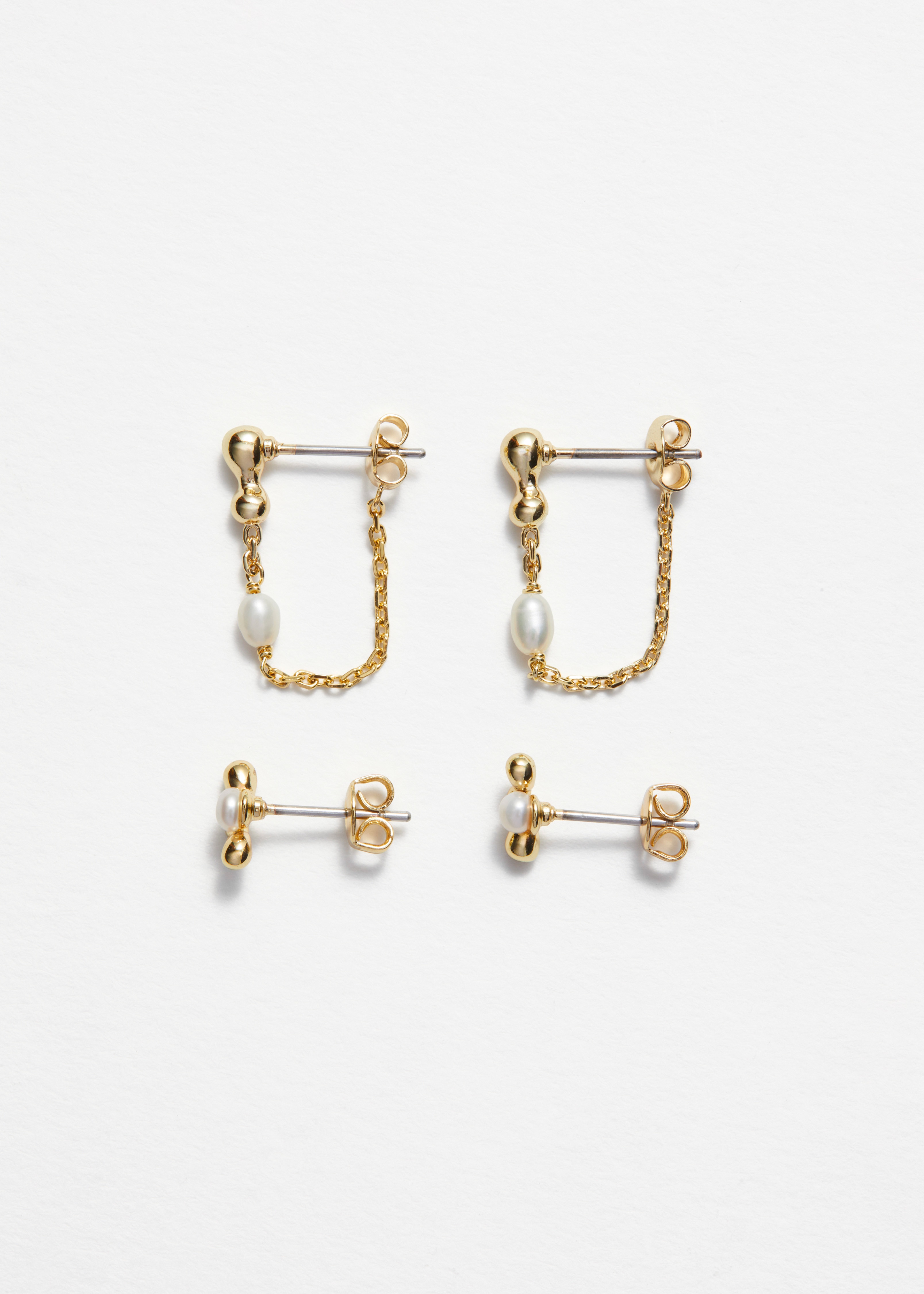 Sada náušnic se sladkovodními perlami - Zlatá