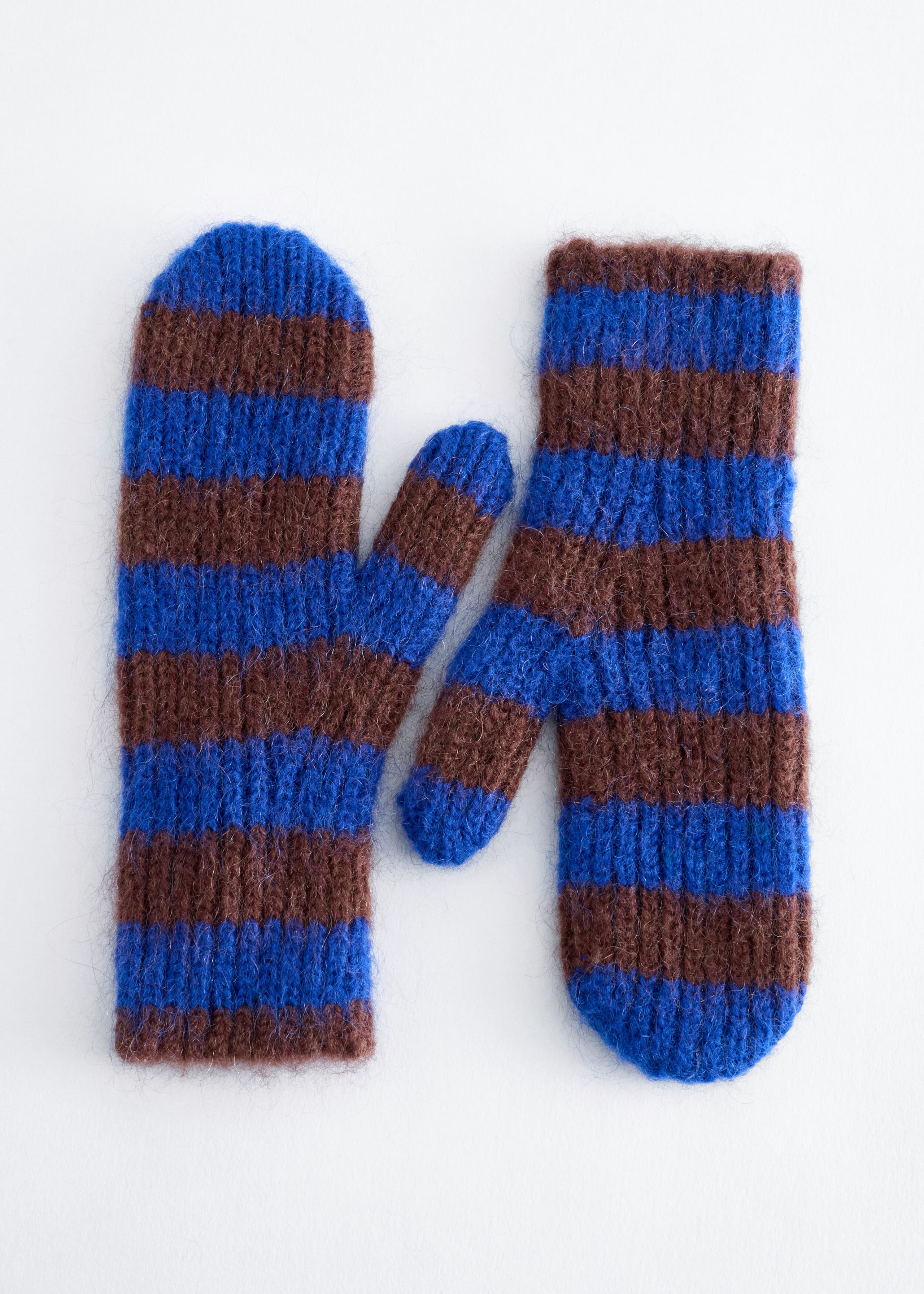 Wool-Mohair Mittens - Blue/Brown - Still Life