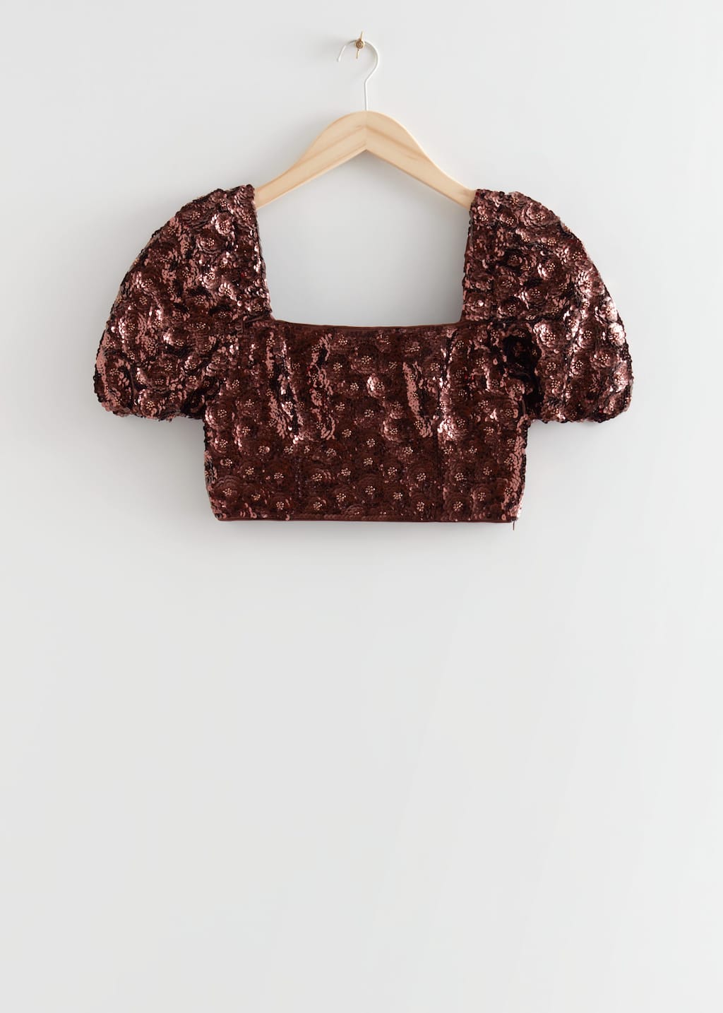Sequin Beaded Crop Top - Brown Metallic - Still Life