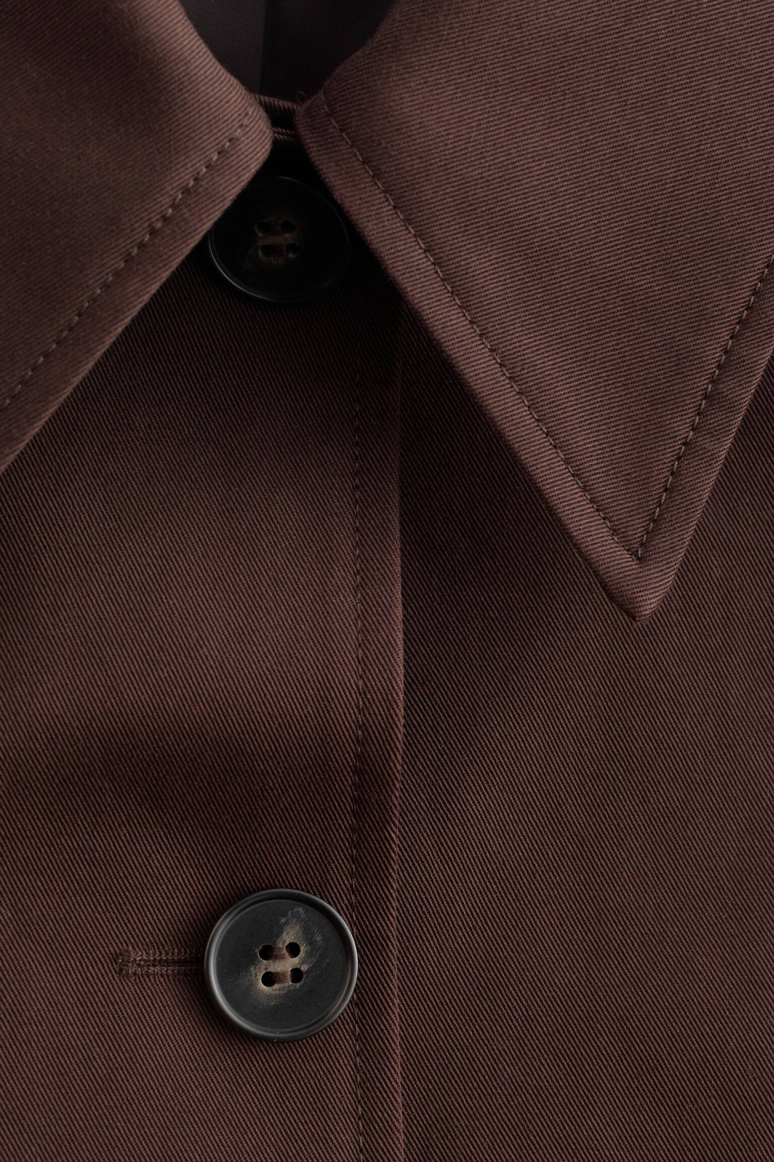 Krátká bavlněná bunda - Tmavě hnědá/Béžová - 6