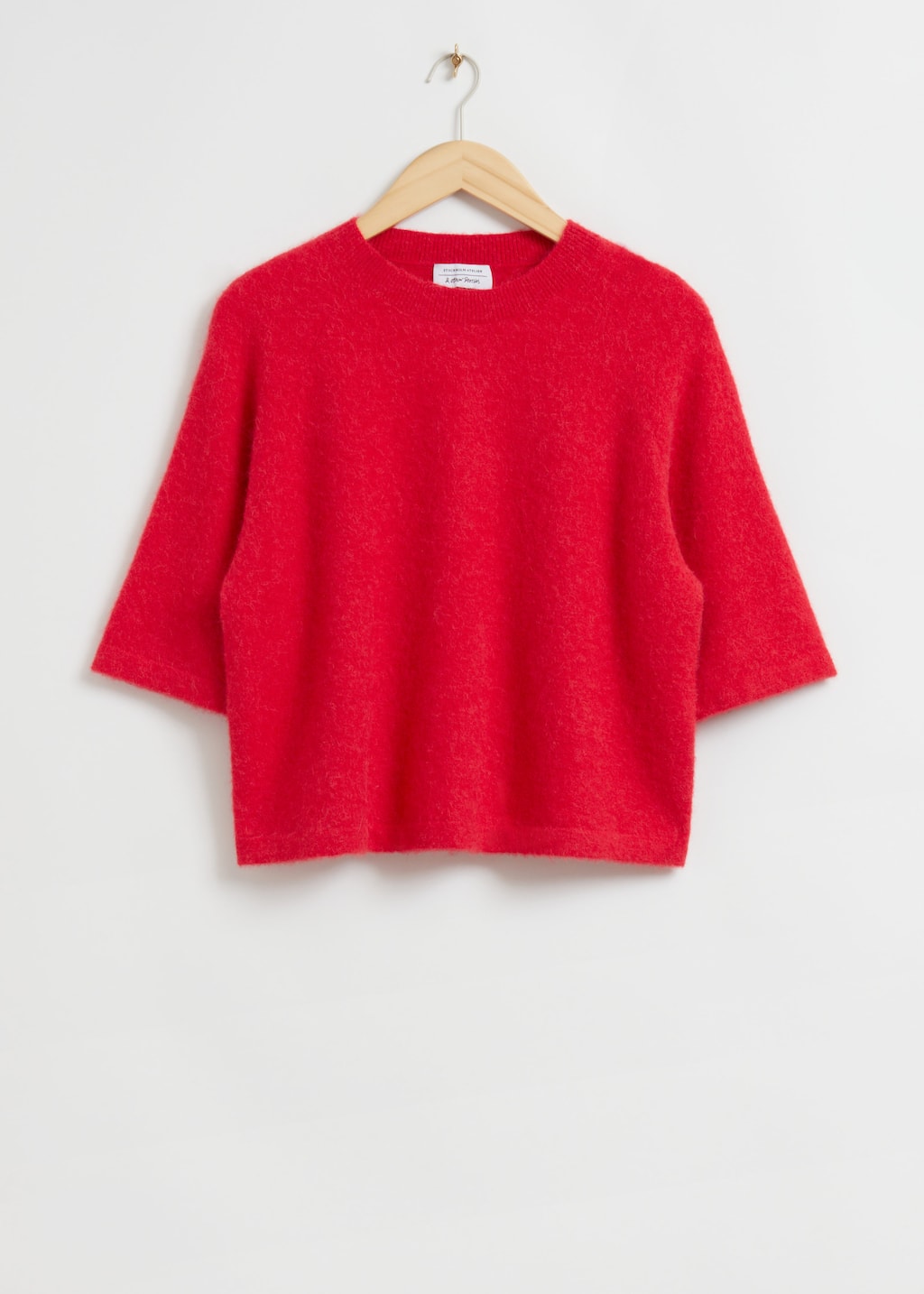 Camiseta cuadrada en punto de alpaca - Azul claro jaspeado - Bodegón
