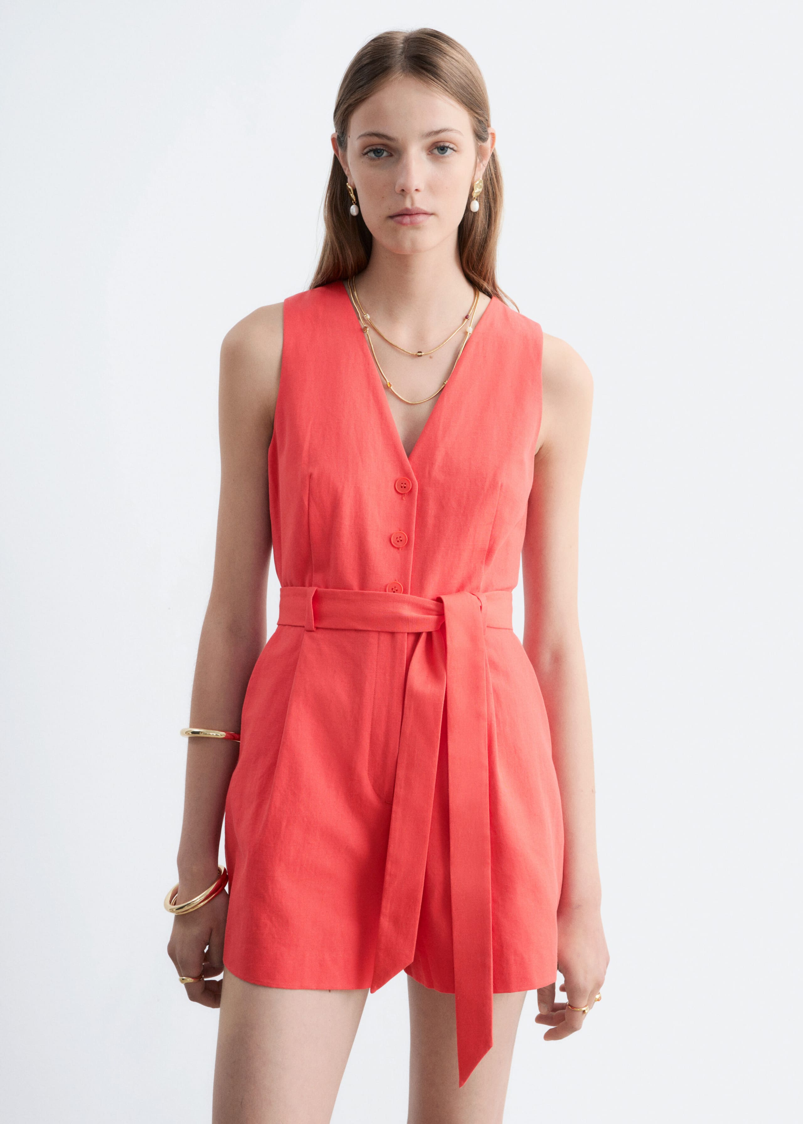 Tailored Playsuit - Red - Lookbook