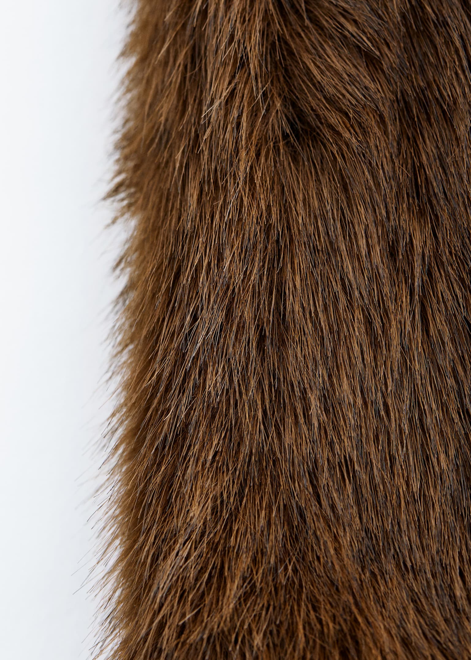Faux Fur Mittens - Brown/Cream - 3