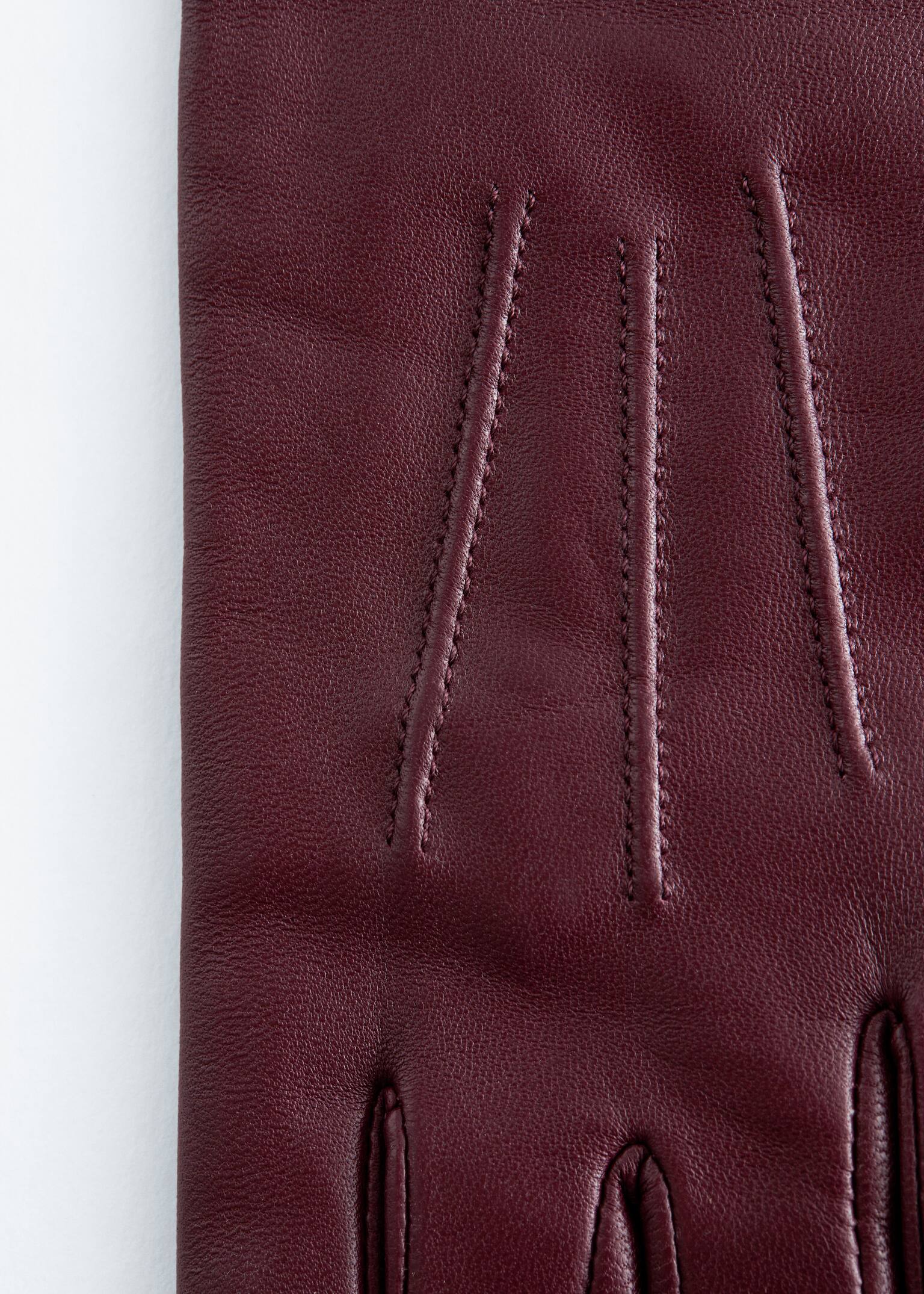 Mănuși lungi din piele - Burgundy/Albastru deschis - 4