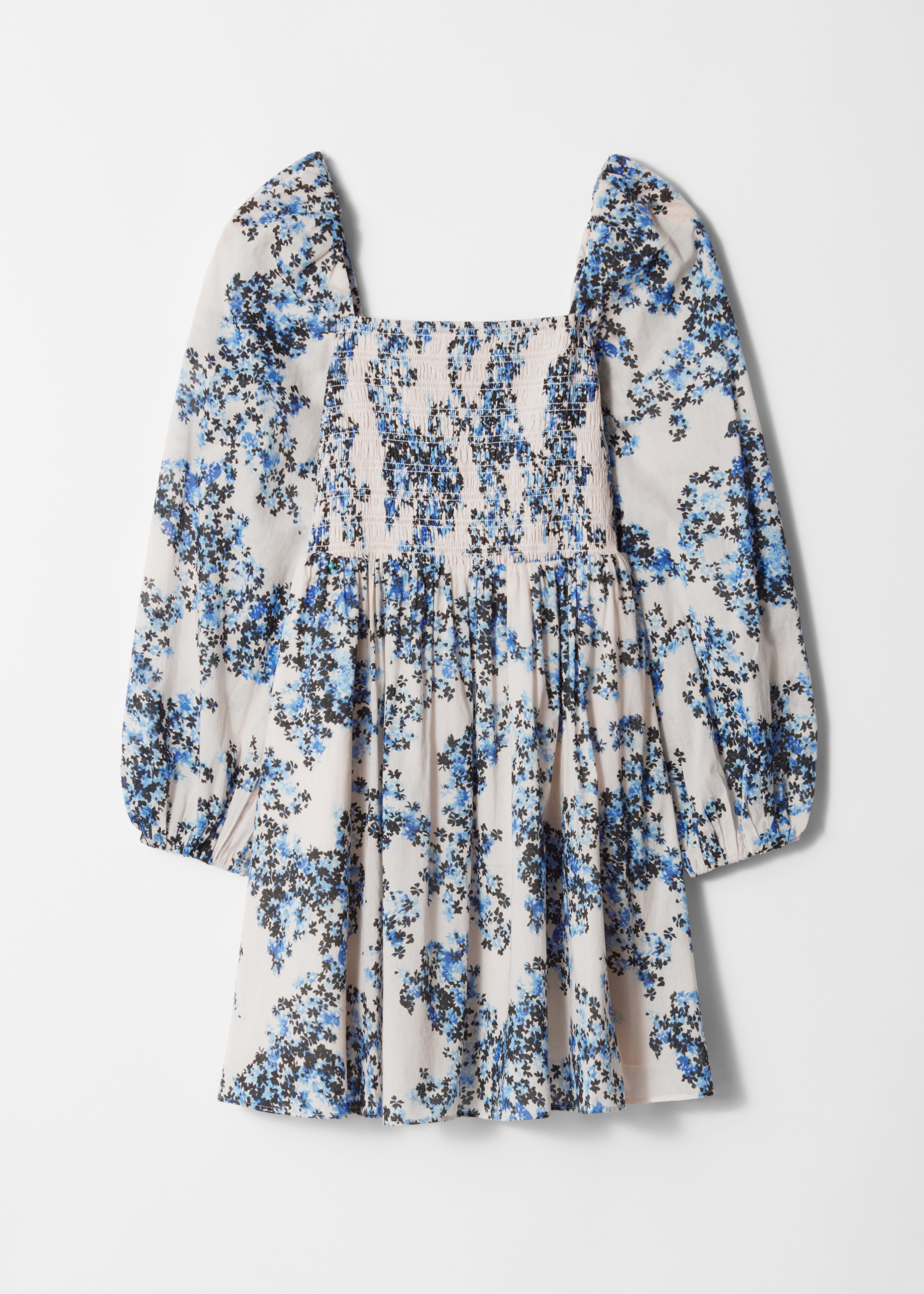 Rochie mini babydoll - Bej/Albastru Floral/Floral albastru/Floral piersică/verde