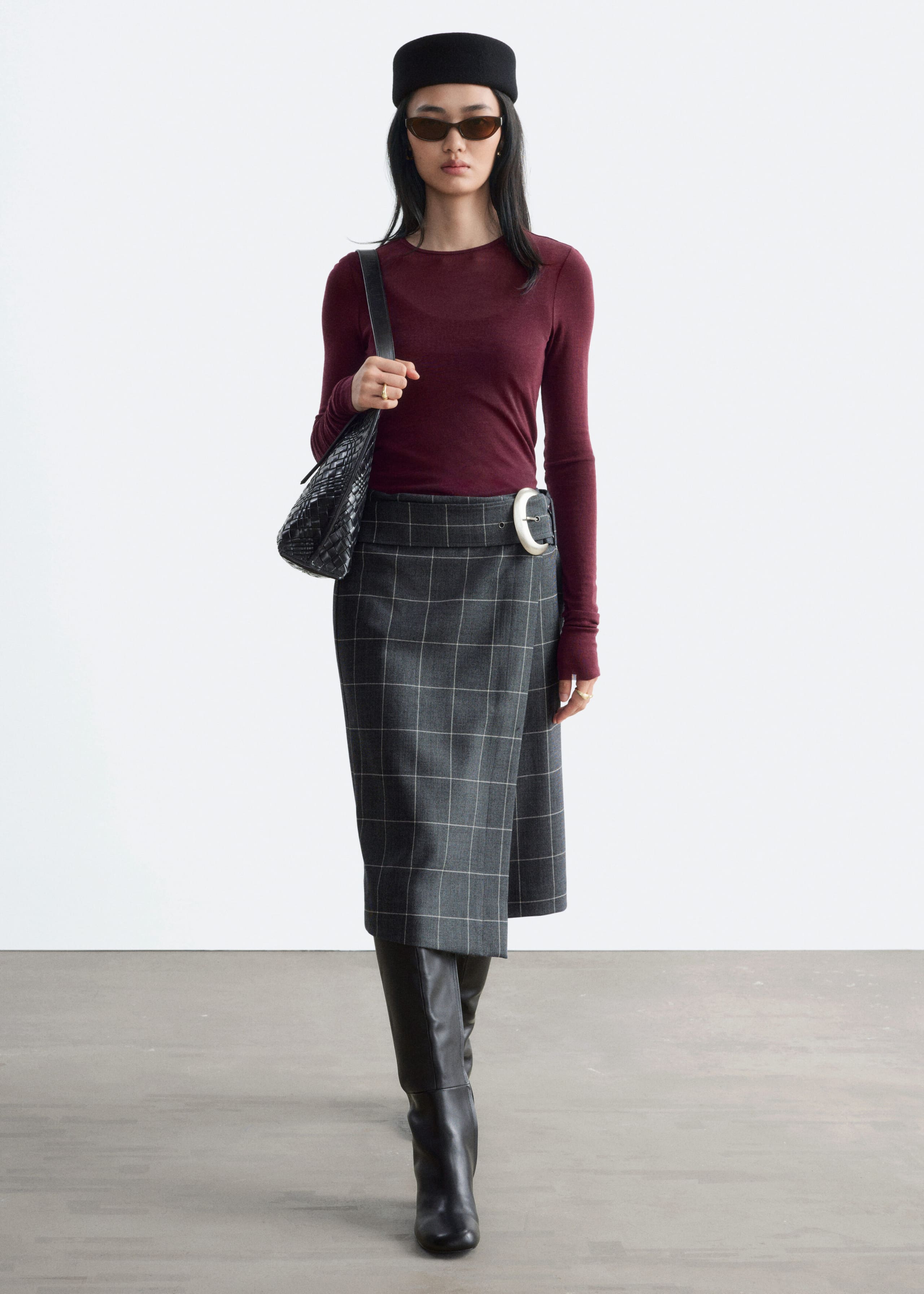 Plain-Knit Wool Top - Lilac - Lookbook