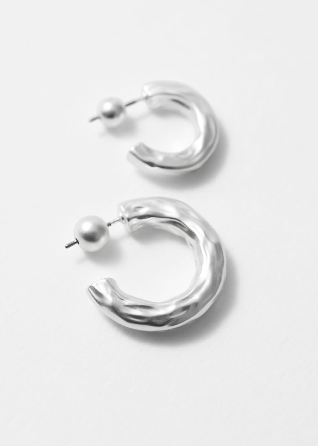 Textured Hoop Earrings Set - Silver - Still Life