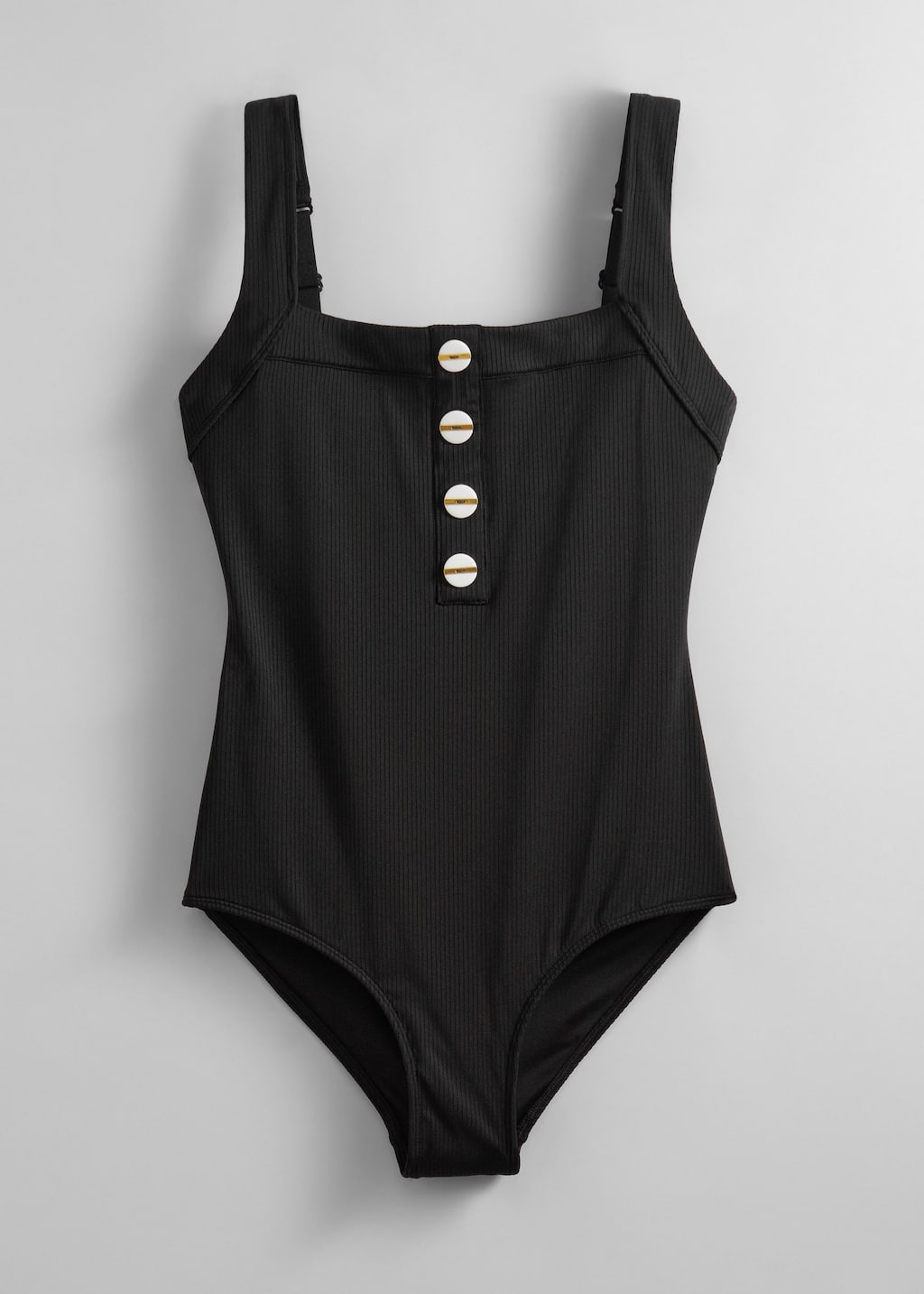 Button-Detailed Swimsuit - White - Still Life