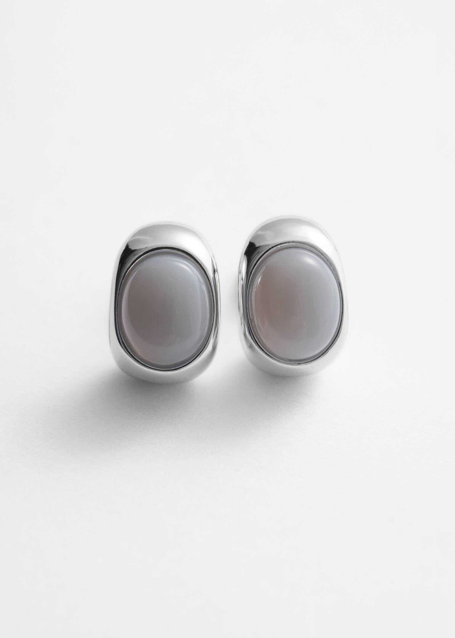 Náušnice s kameny - Stříbrná/Šedá