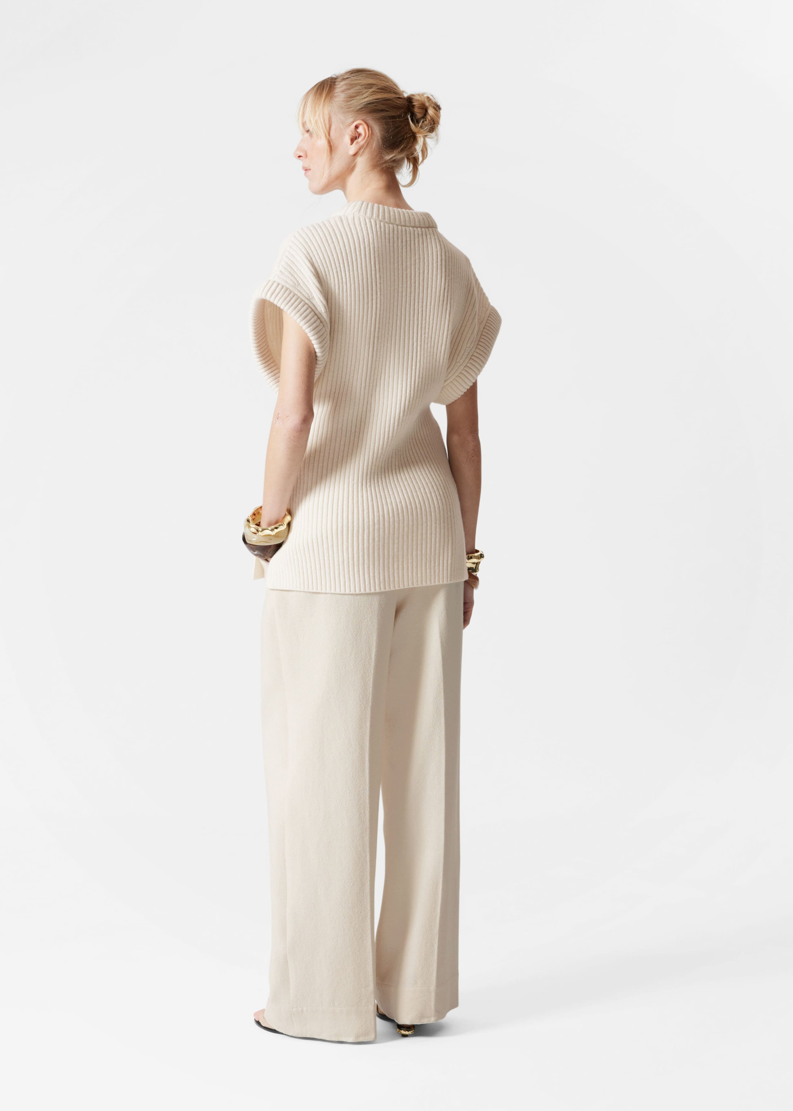 Rib-Knit Vest - Cream - Lookbook