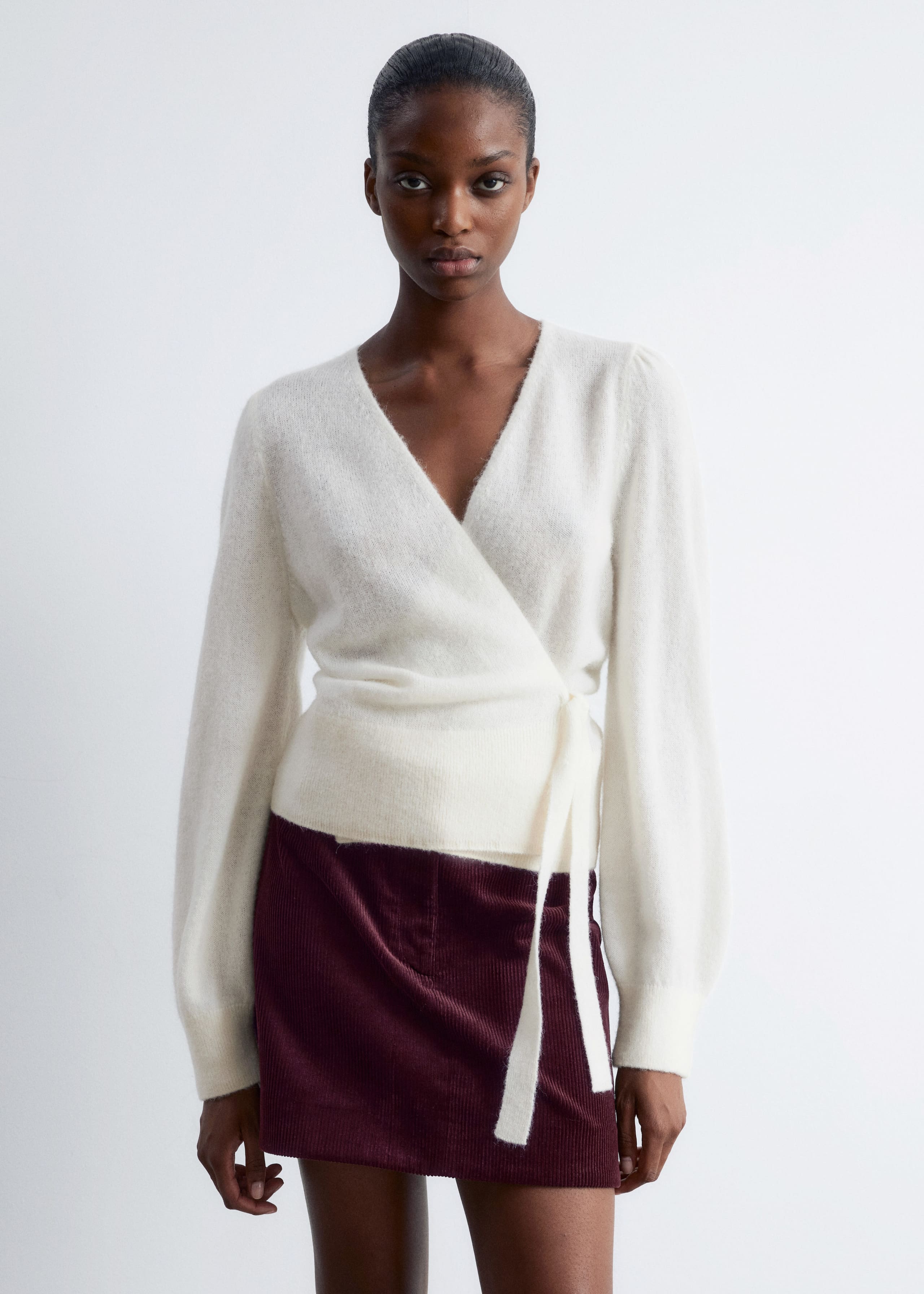Image of Mohair-Blend Knitted Wrap Cardigan
