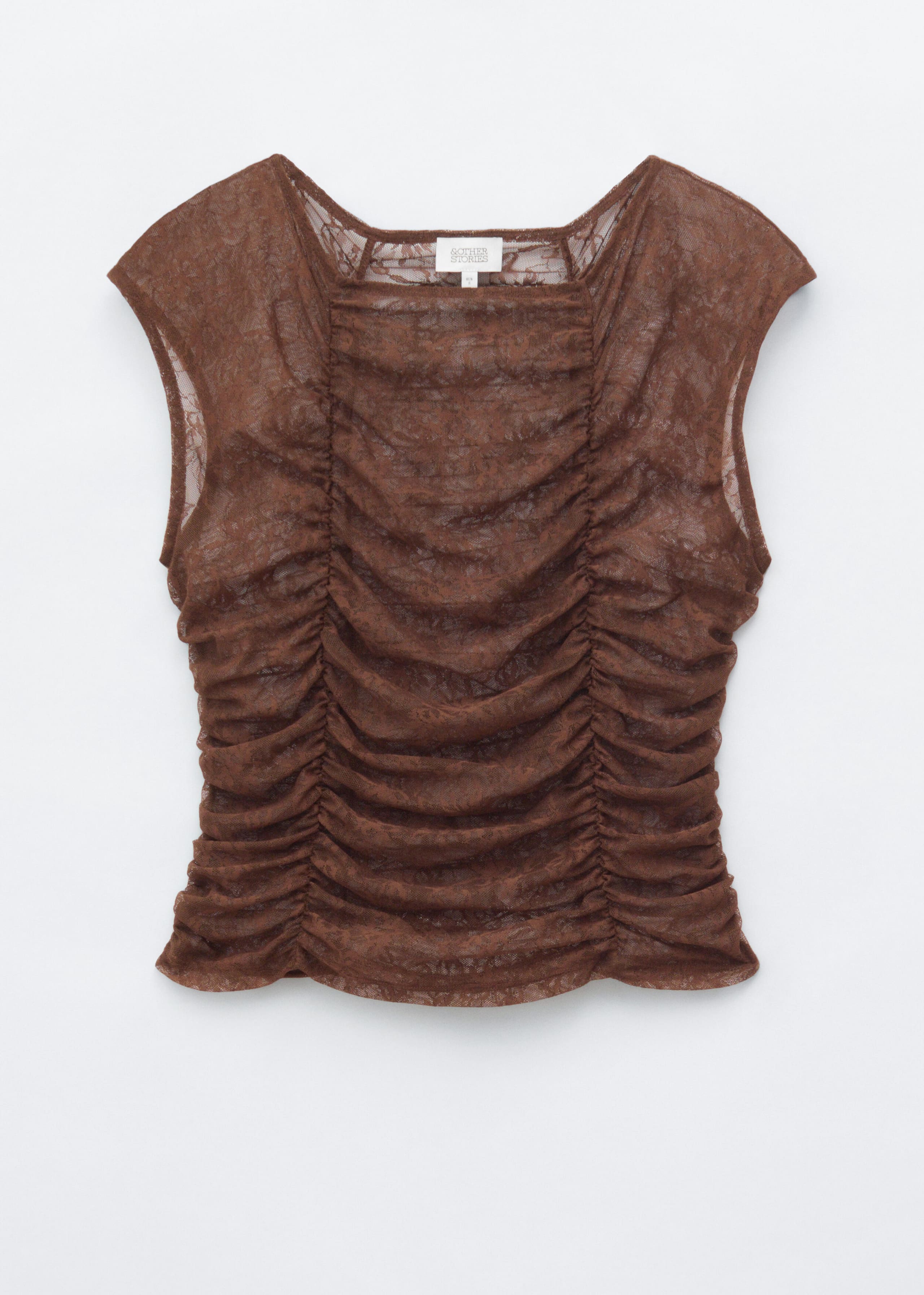 Ruched Lace Top - Dark Brown - Still Life