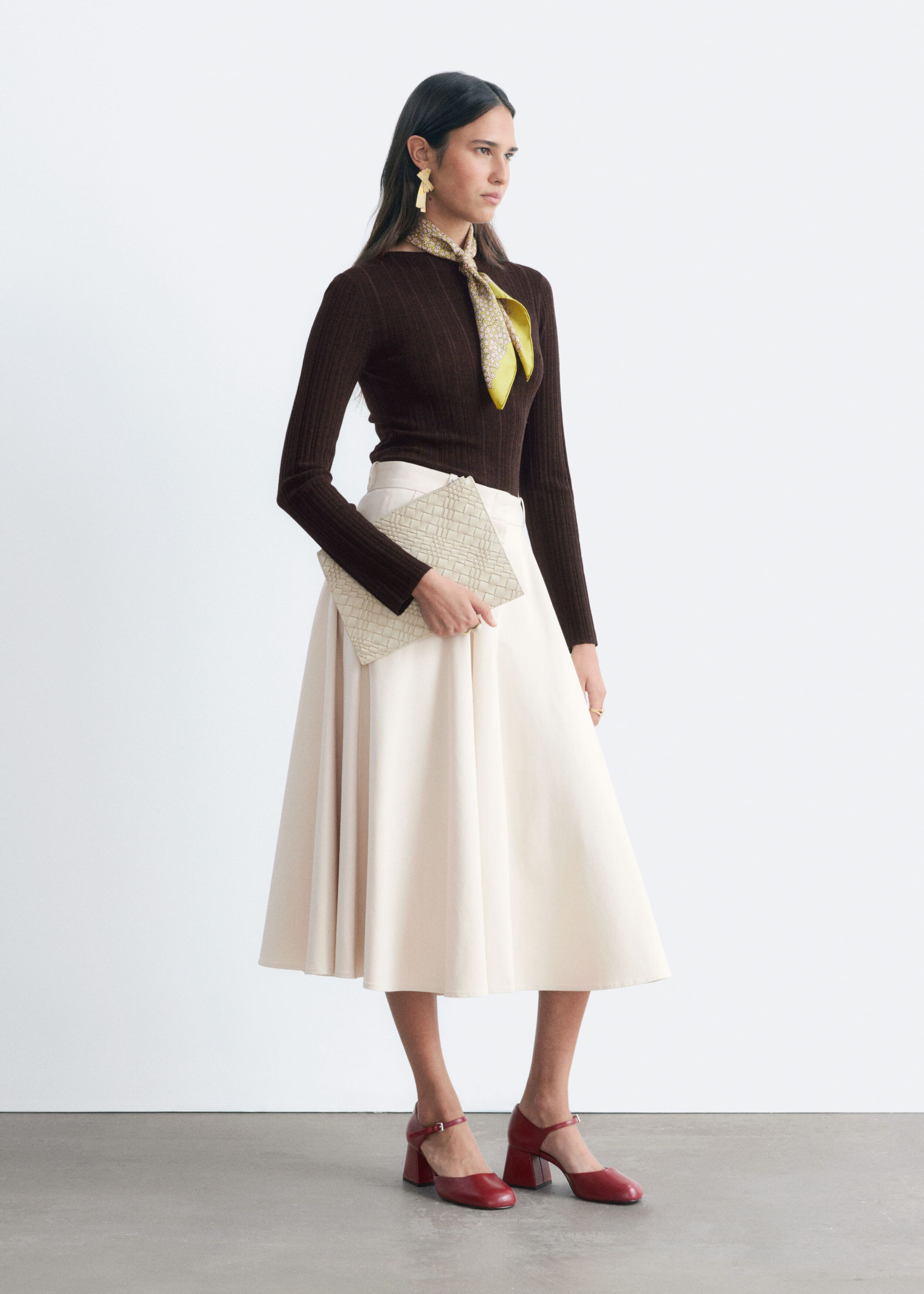 Tailored Circle Cut Skirt - Light Beige - Still Life