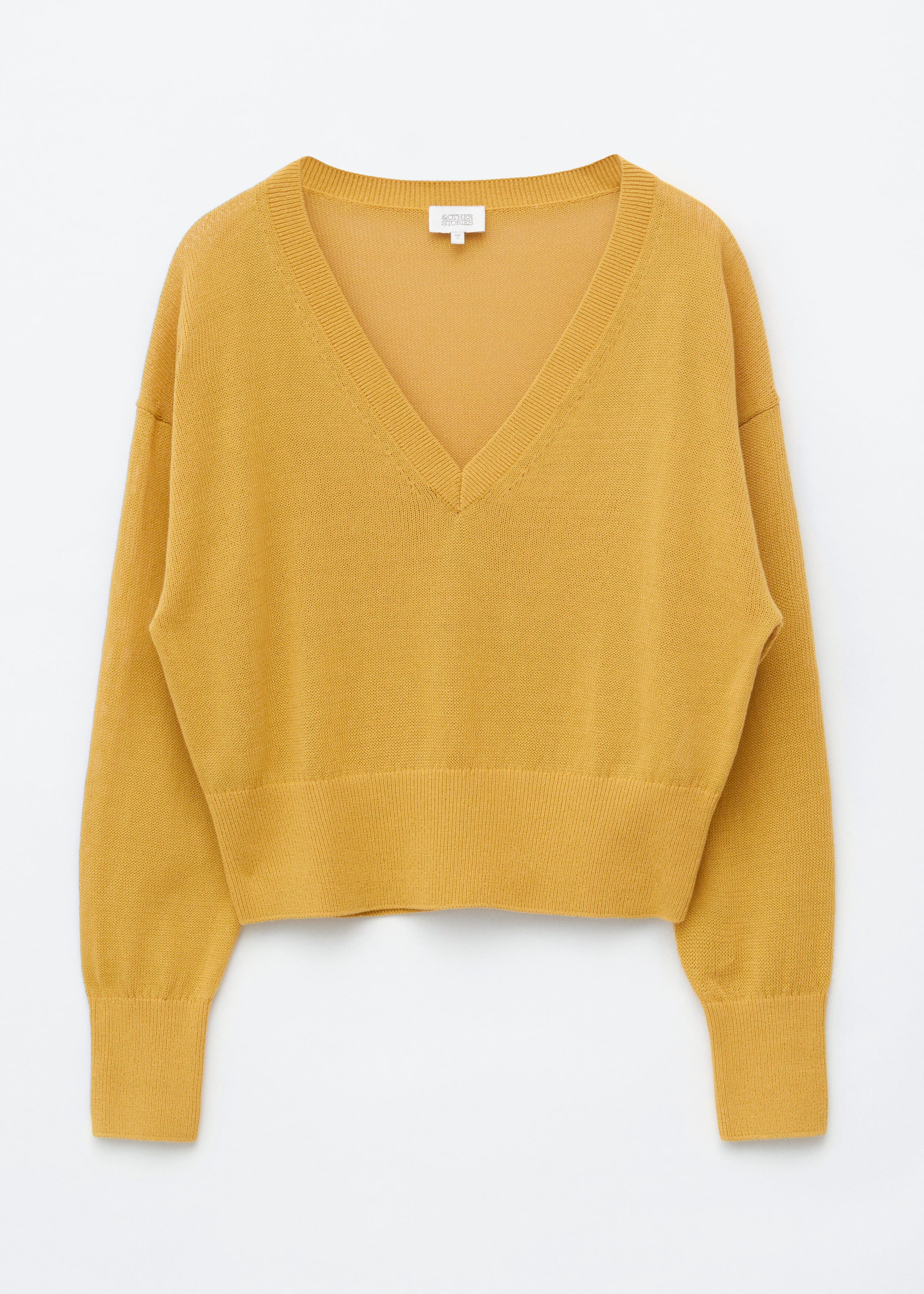 V-Neck Cotton Jumper - Mustard - Still Life