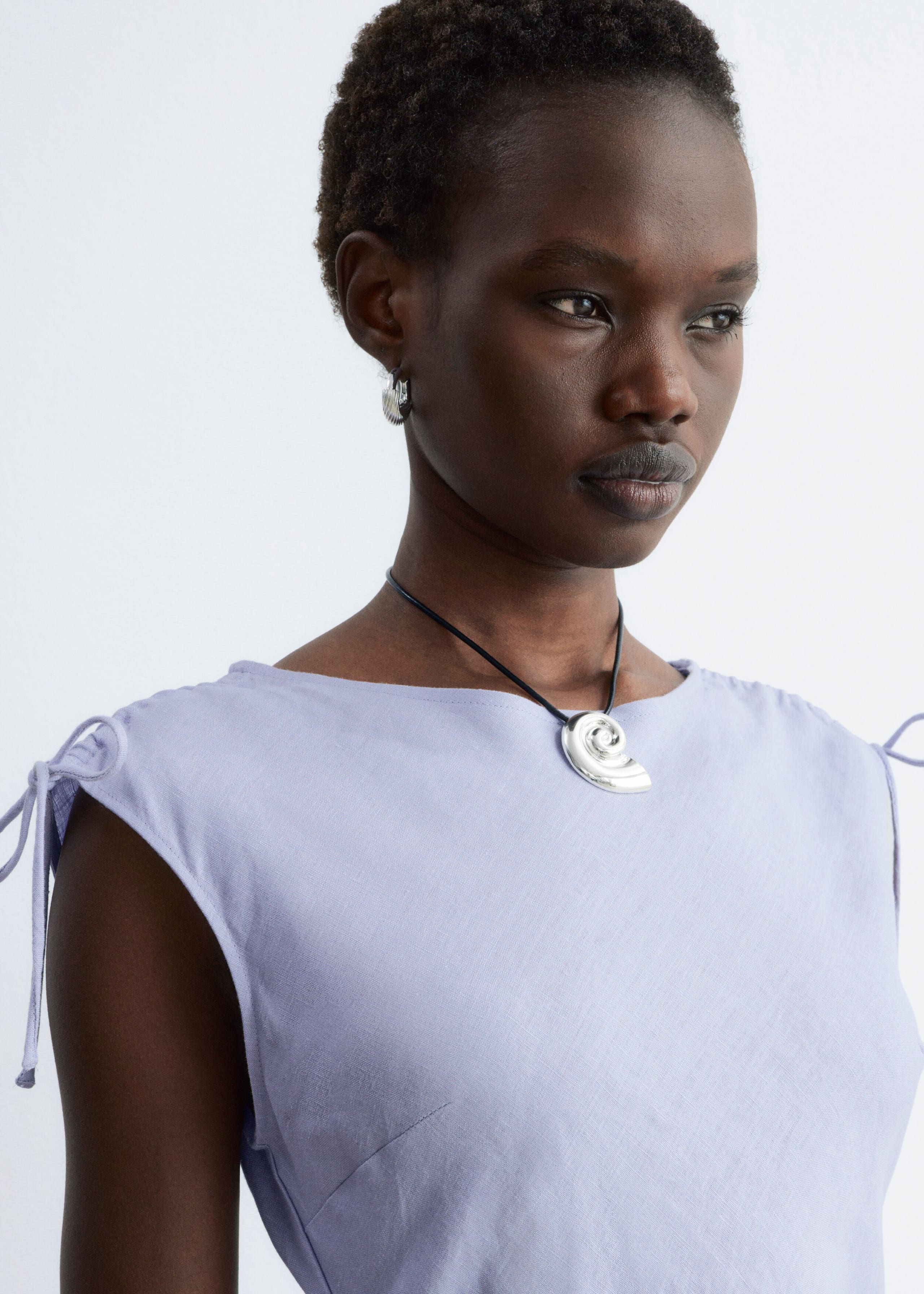 Image of Flared Linen Midi Dress