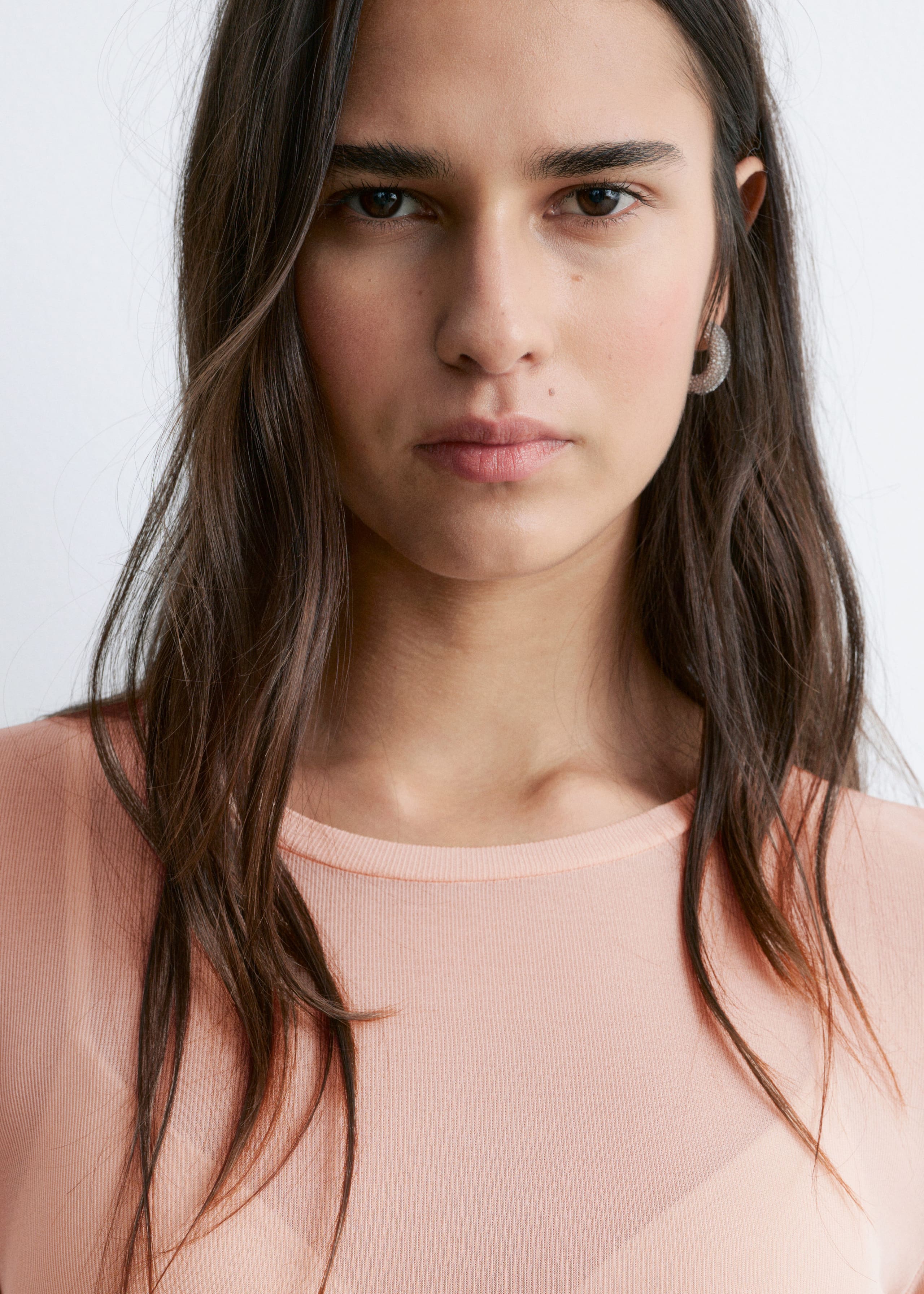 Maglia velata in seta - Pesca - Lookbook