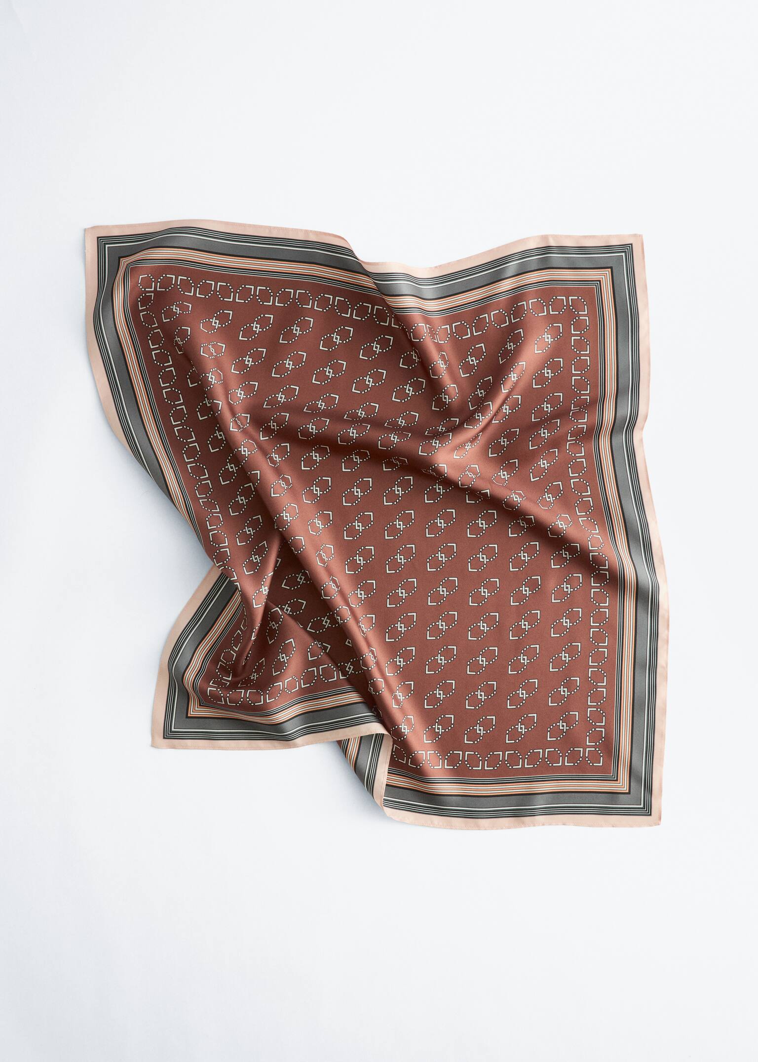 Foulard en soie à imprimé graphique - Brun/Motif graphique/Vert clair/Motif graphique - 4