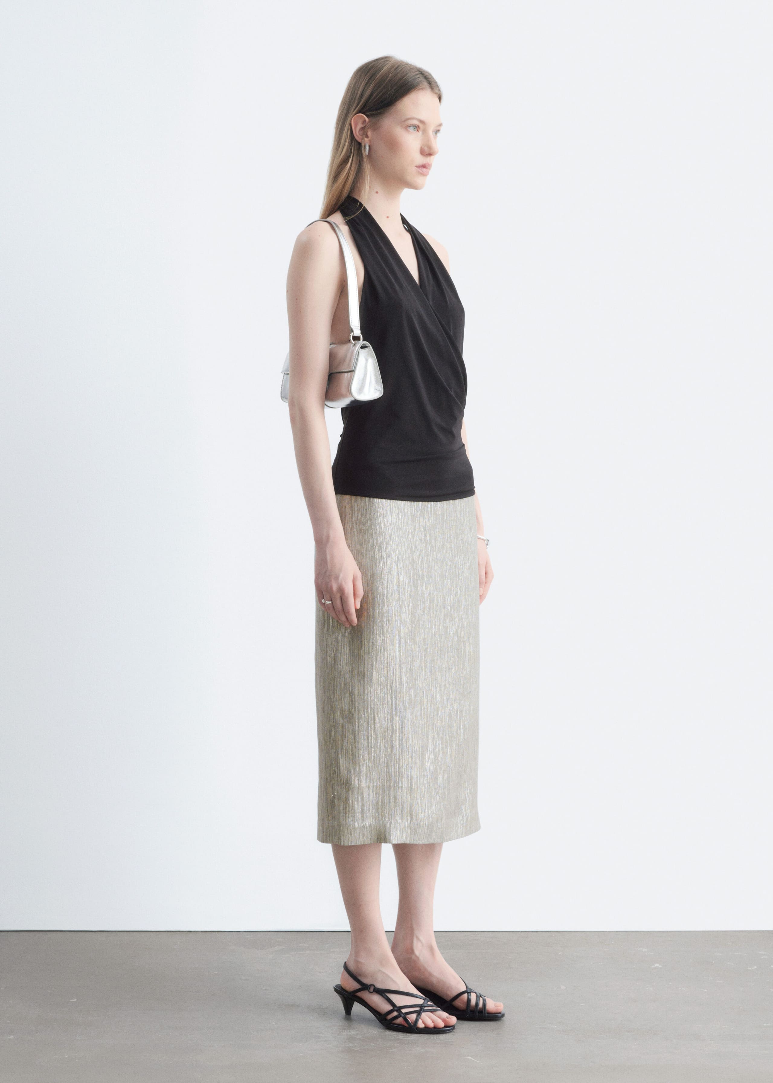 Dobby Column Skirt - Silver - Still Life