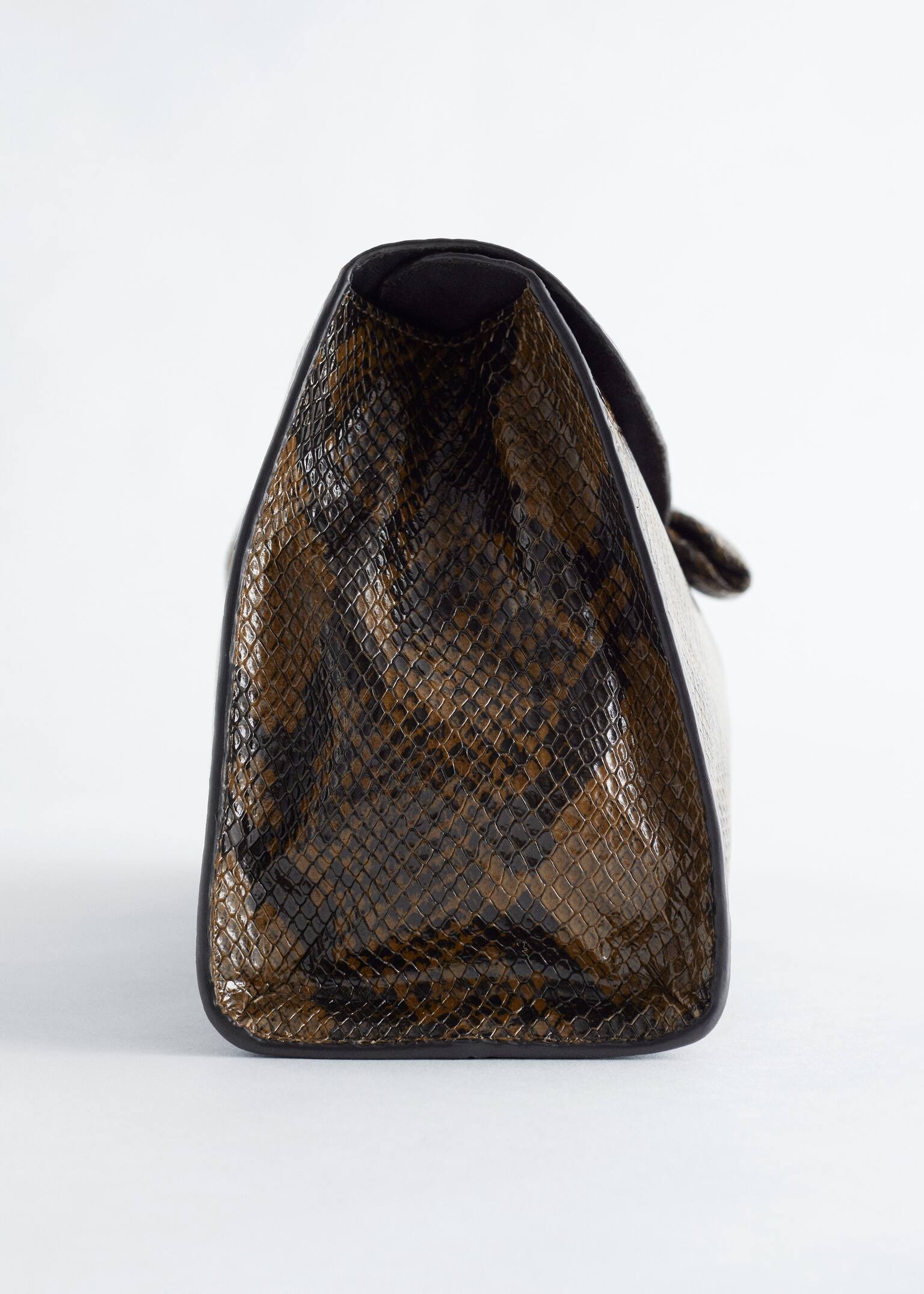 Soft Leather Clutch - Dark Brown Snake/Taupe/Black/Beige Snake - 4