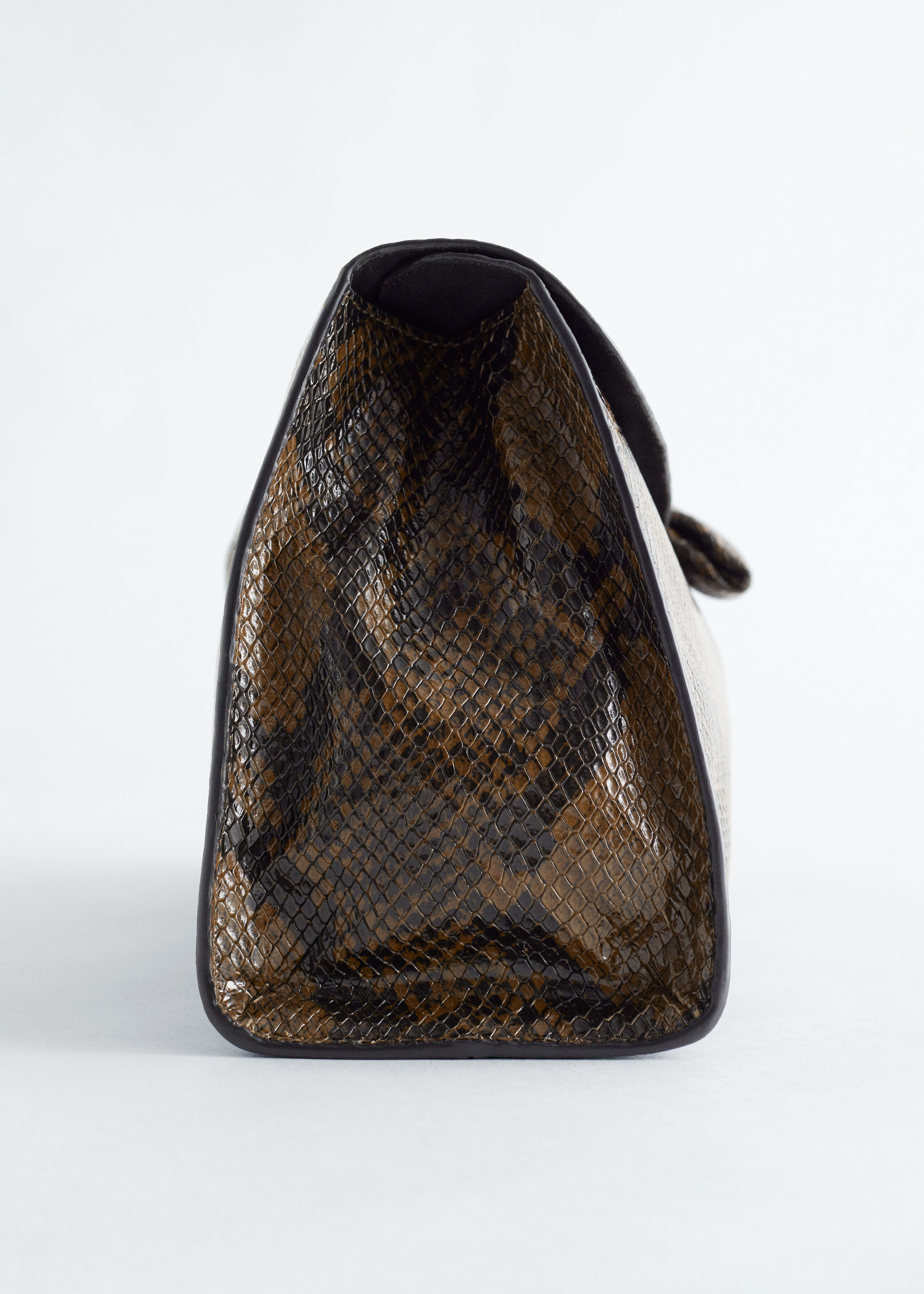 Snake Effect Leather Clutch - Dark Brown/Faux Snake - & Other