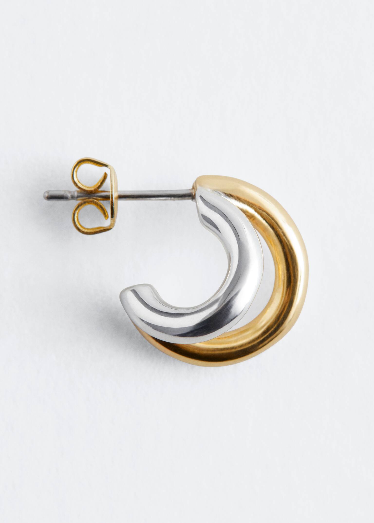 Double Hoop Earrings - Silver/Gold - 2