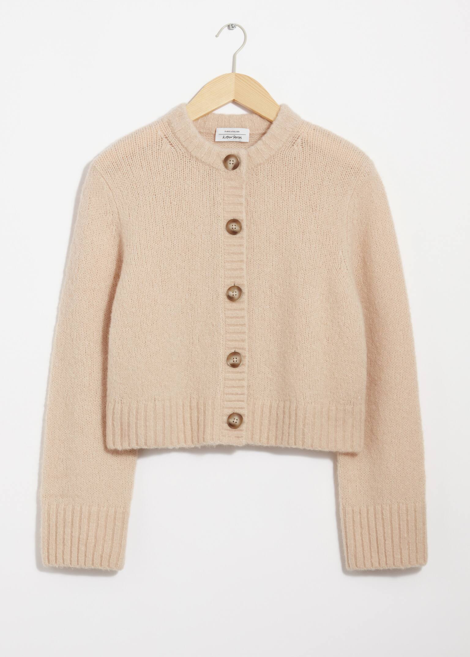 Buttoned Knit Cardigan - Beige/Mole