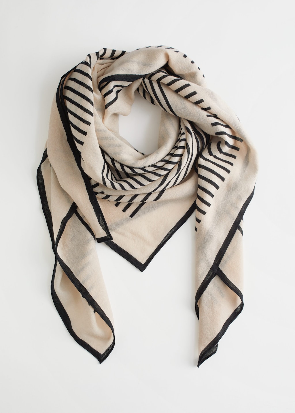 StripedLightWoolScarf - White Print - Natura morta